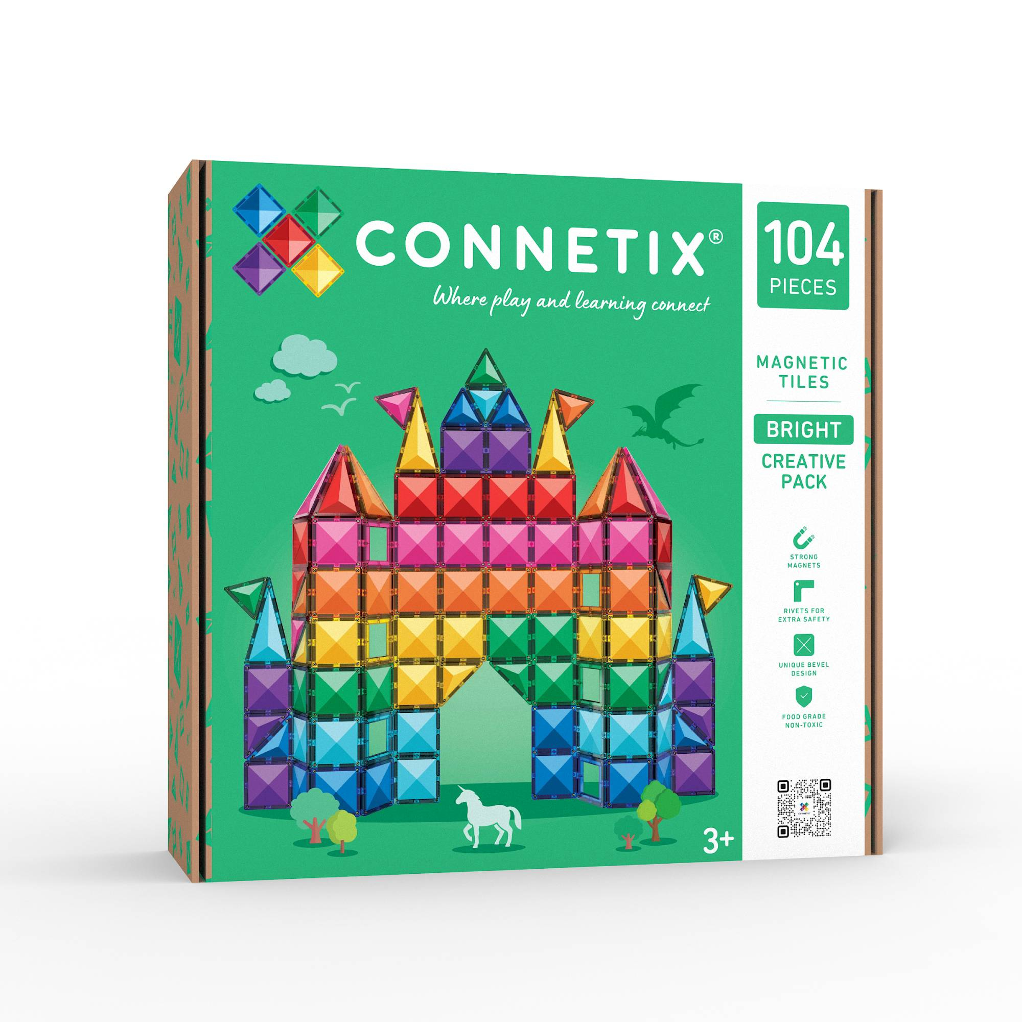 Bausteine, Connetix, Grün – Besonderheit: magnetische Bausteine, darunter Dreiecke, Rechtecke und Quadrate