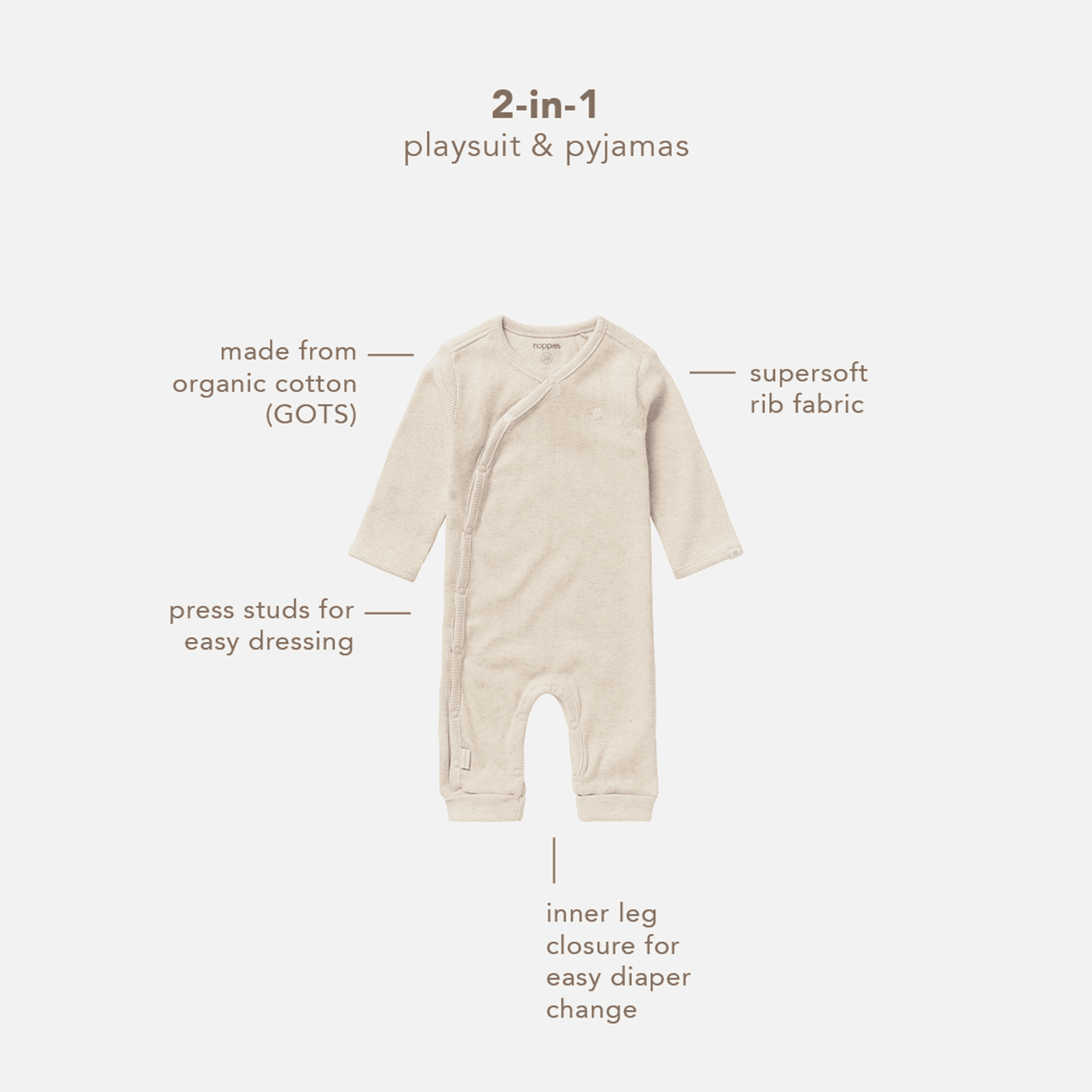 Overalls, noppies, Beige – Produktansicht