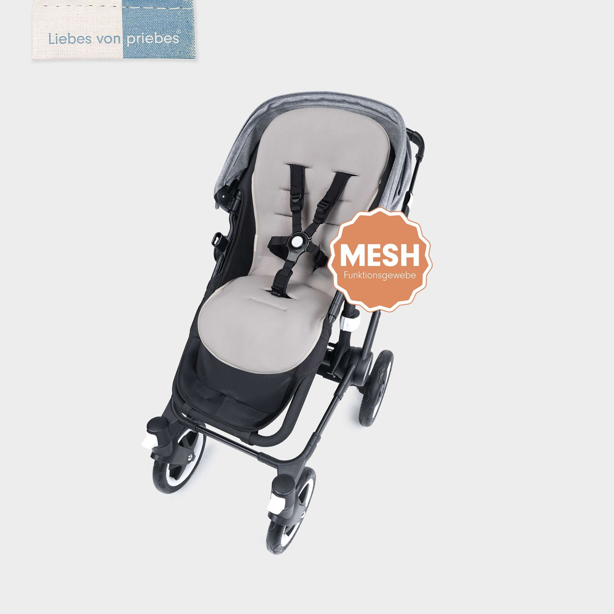 Sitzauflagen, Liebes von Priebes, Grau – Besonderheit: geeignet für Kinderwagen und Buggys