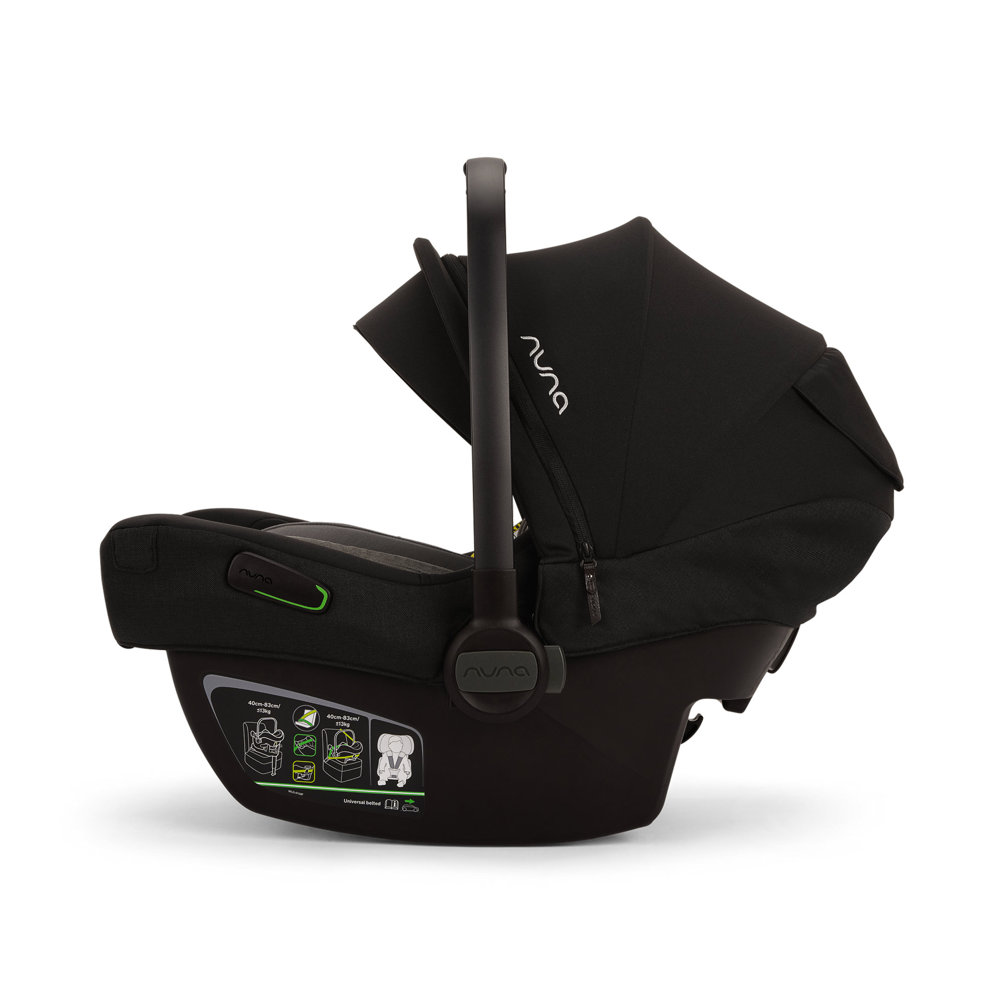 Babyschalen 0-13 kg, Gruppe 0+, nuna, Schwarz – Produktansicht