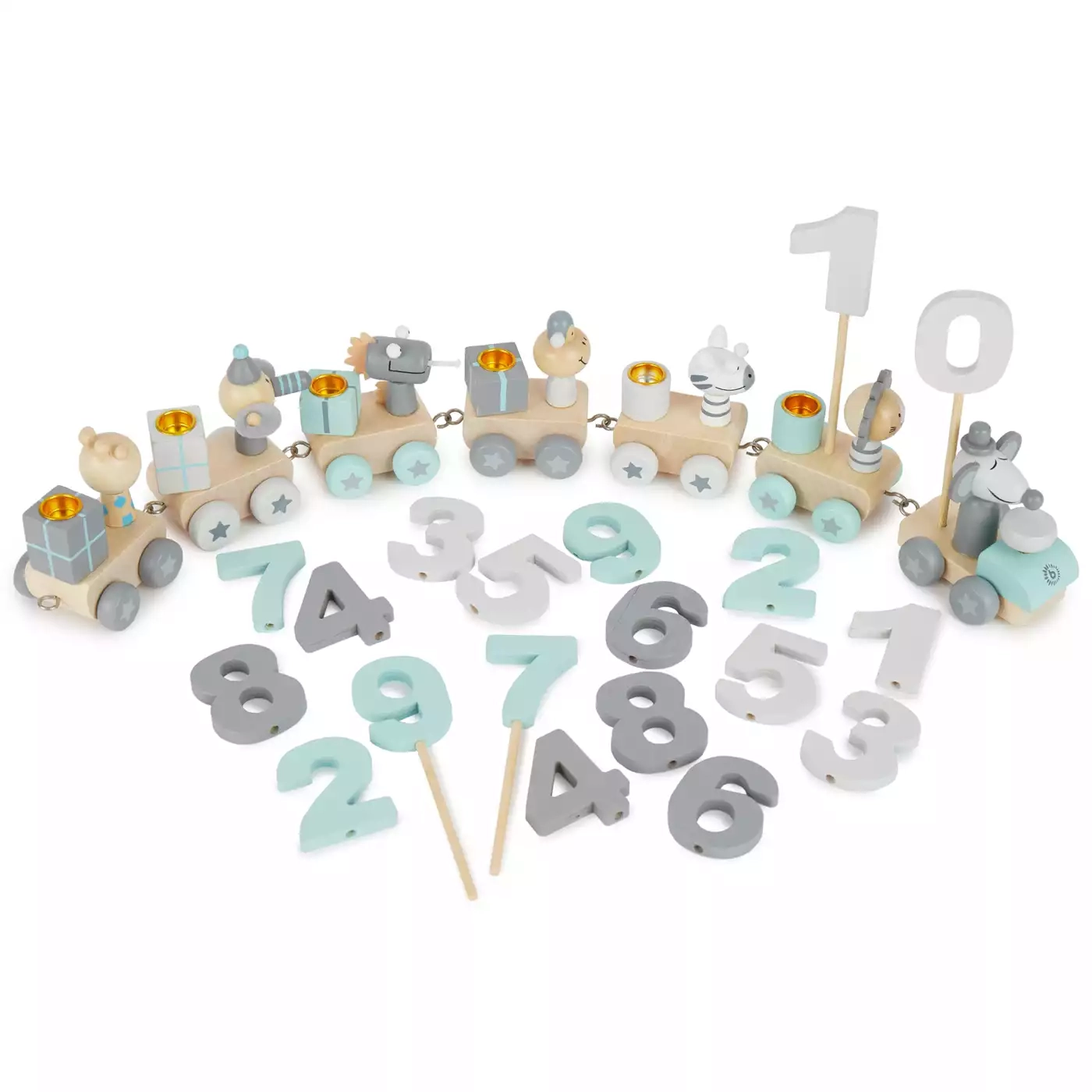 Holzspielzeug, bieco, Grau – Besonderheit: inkl. Zahlen