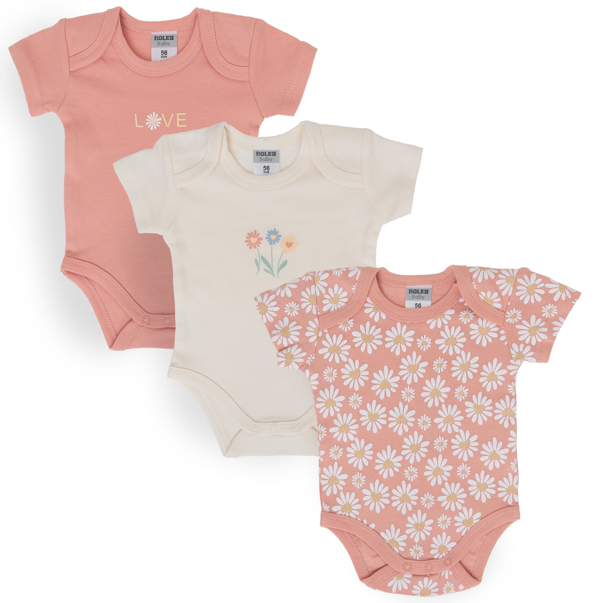 Kurzarmbodys, Boley, Pink – Besonderheit: aus 100% Baumwolle