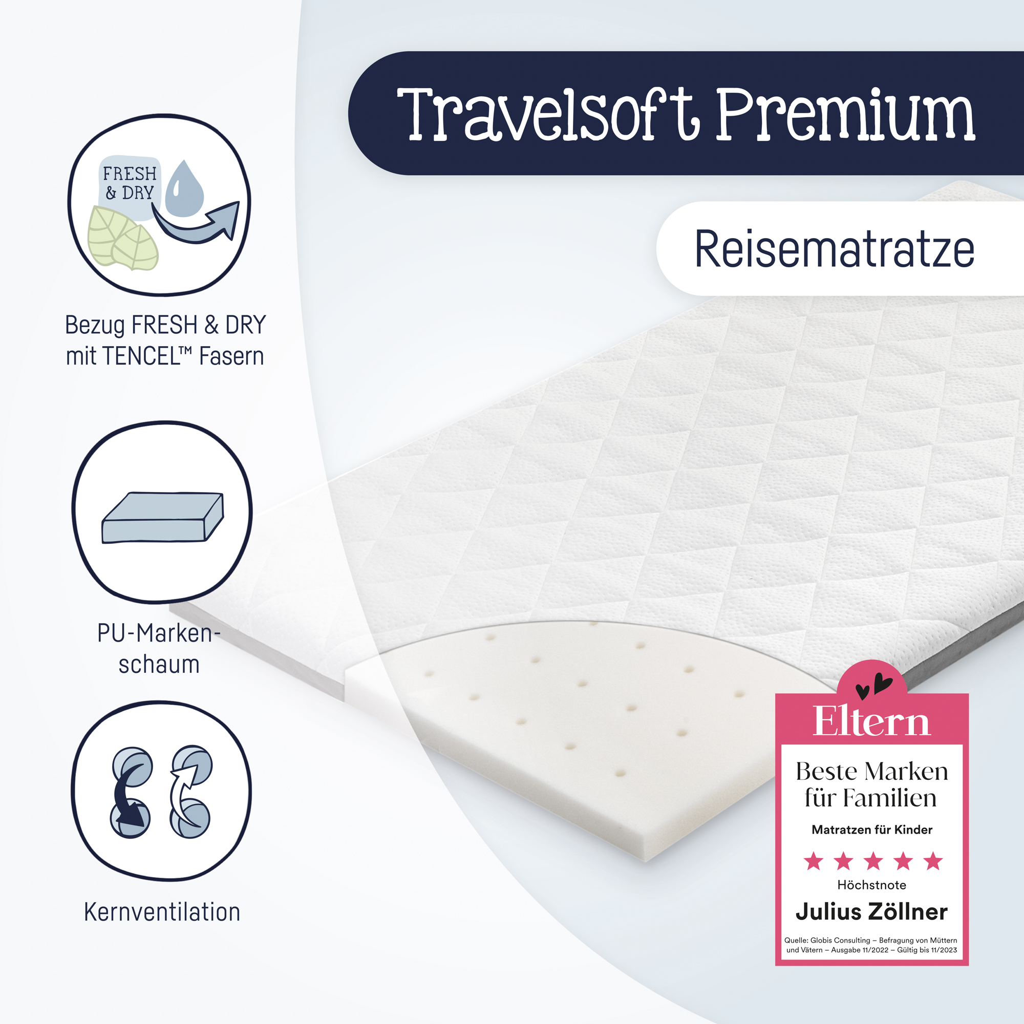 Reisebetten & Zubehör, Zöllner, Weiß – Produktansicht