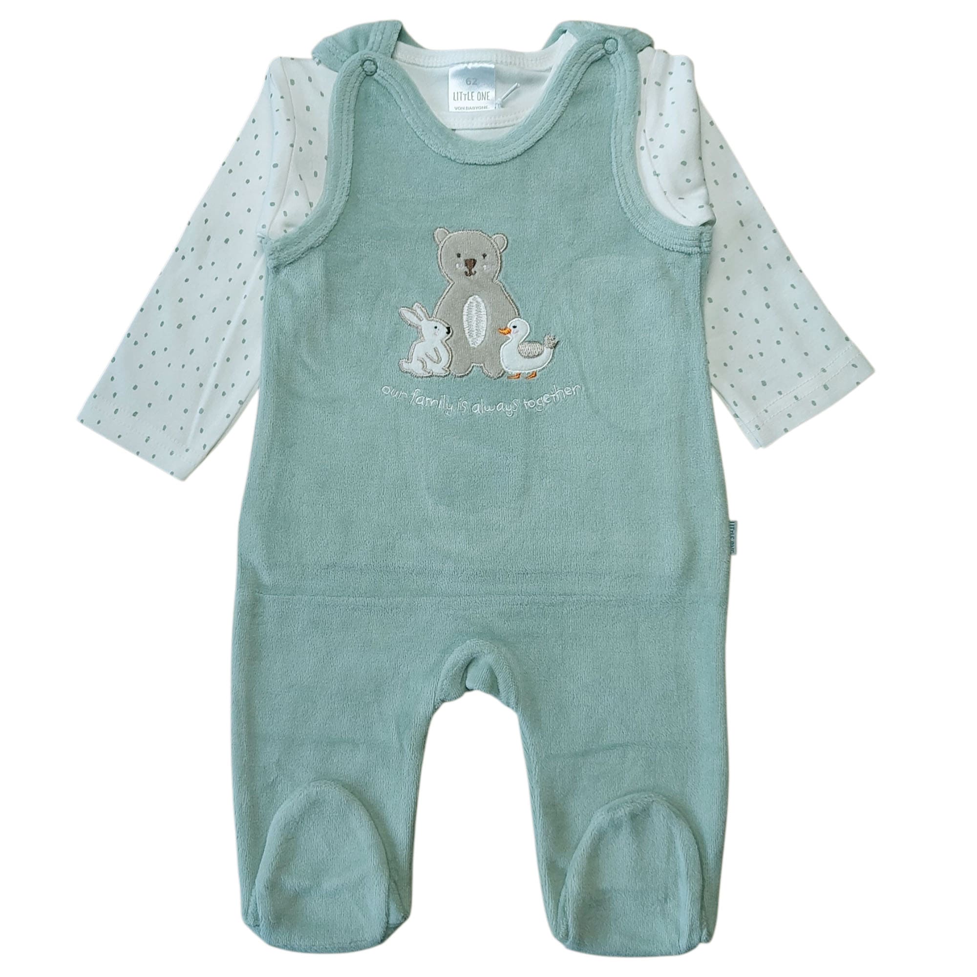 LITTLE ONE, LITTLE ONE, Grün – Besonderheit: Set bestehend aus Strampler und Langarmshirt