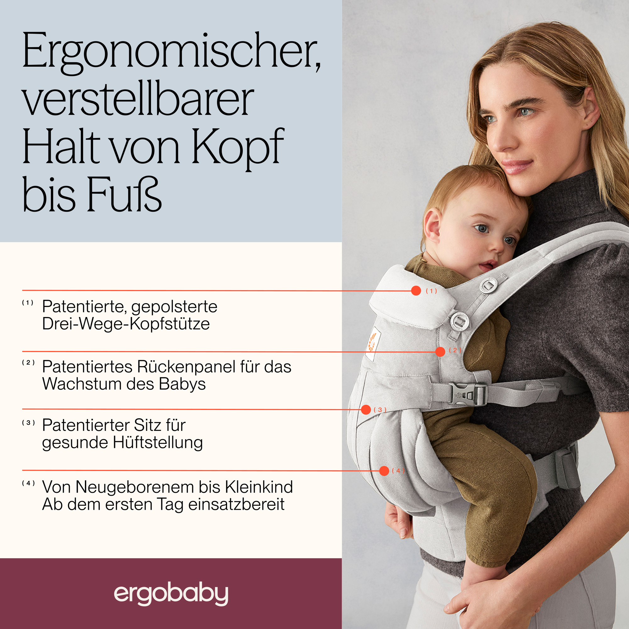 Babytragen, ERGObaby, Grau – Produktansicht