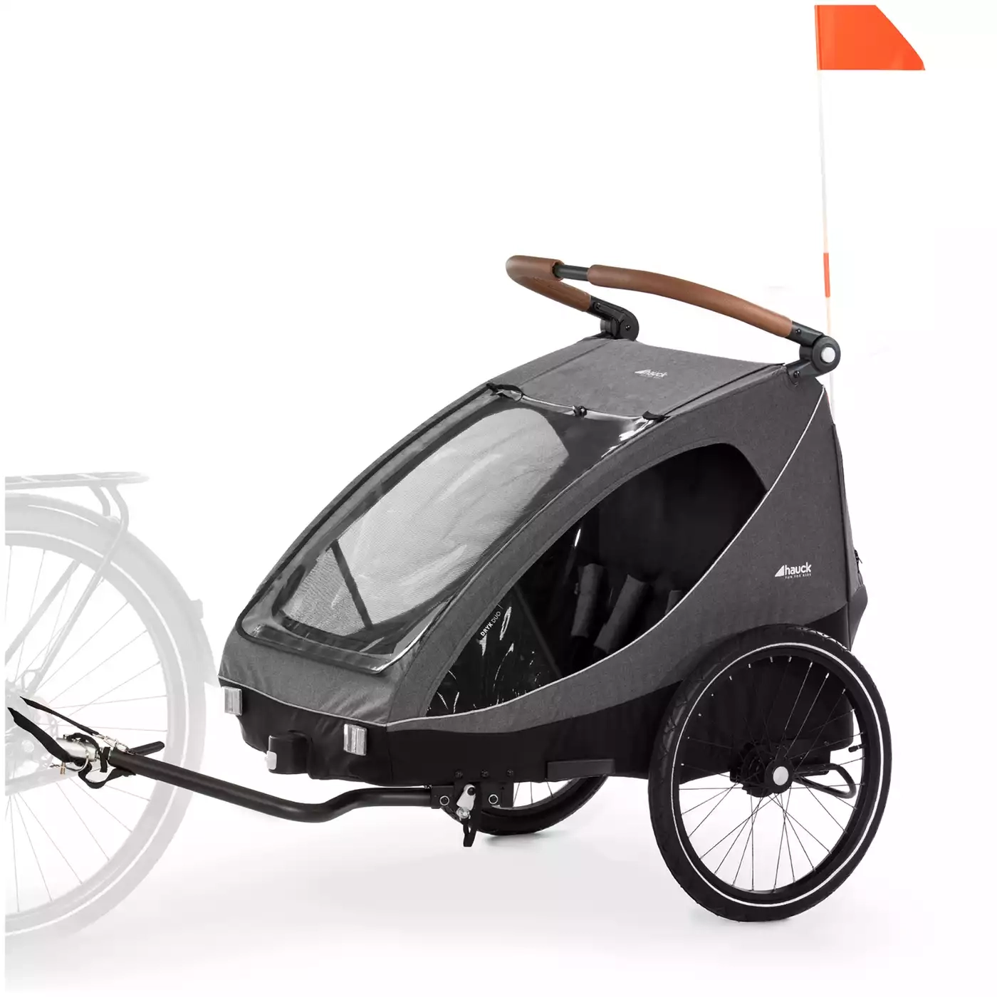 Fahrradanhänger, hauck, Grau – Besonderheit: multifunktionaler Fahrradanhänger & Buggy