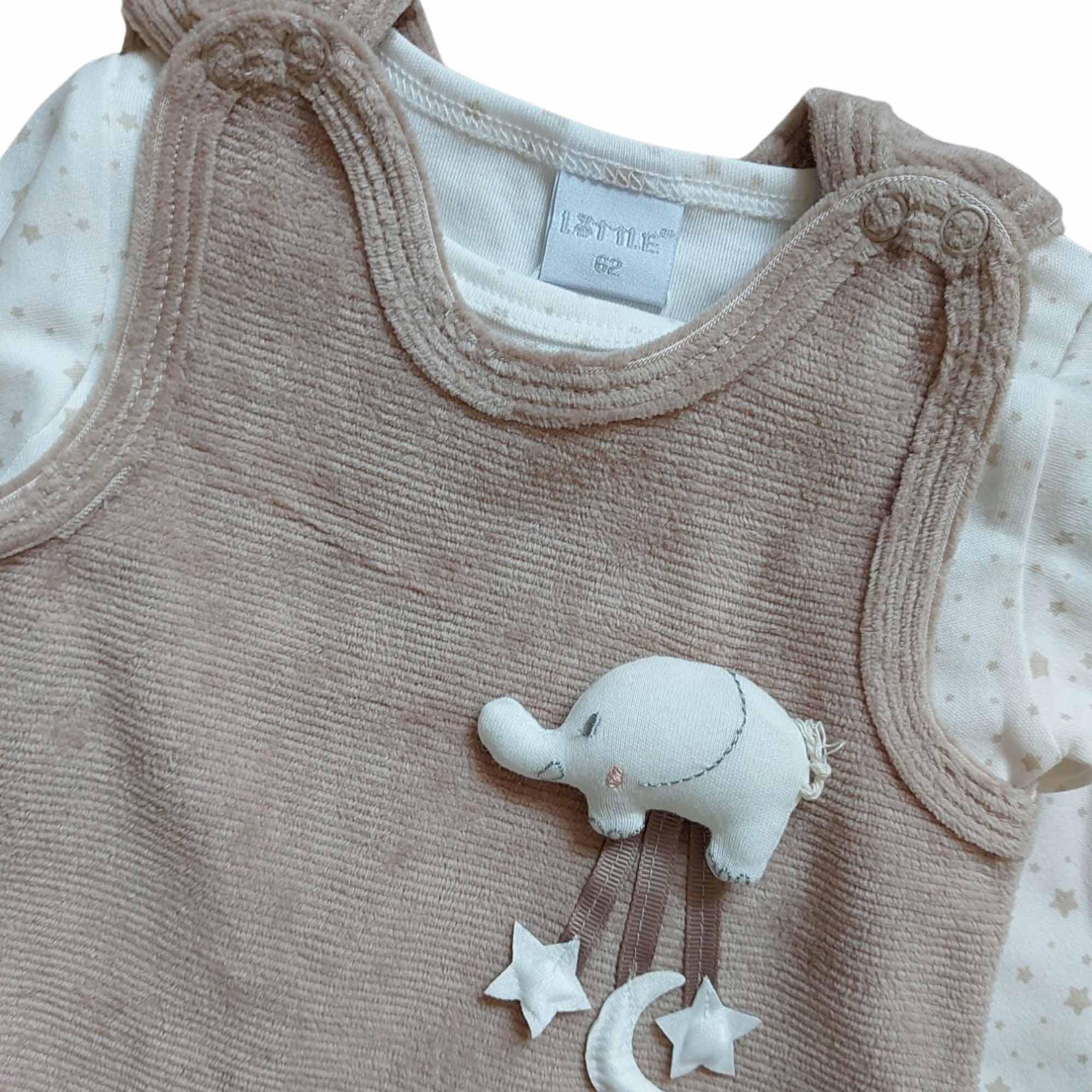 Strampler, LITTLE, Beige – Besonderheit: Set bestehend aus Strampler und Langarmshirt