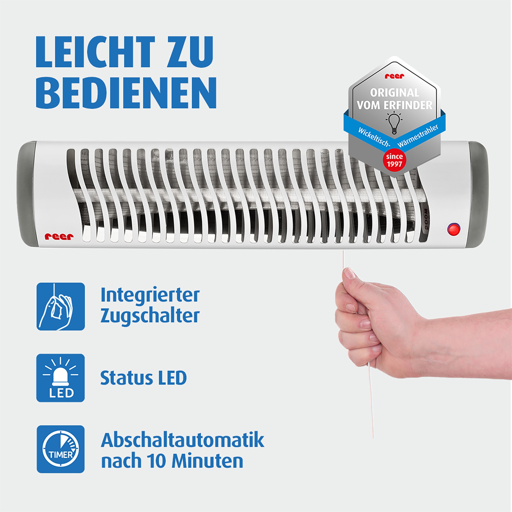 Heizstrahler, reer, Weiß – Produktansicht