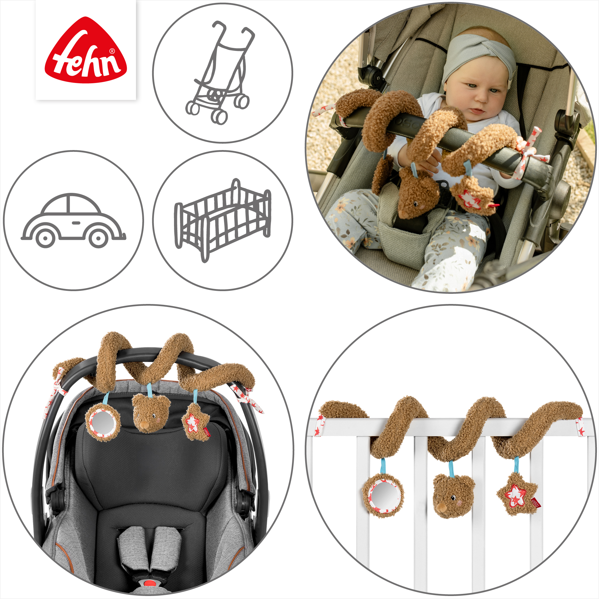 Kinderwagen Spielzeug, fehn, Braun – Produktansicht