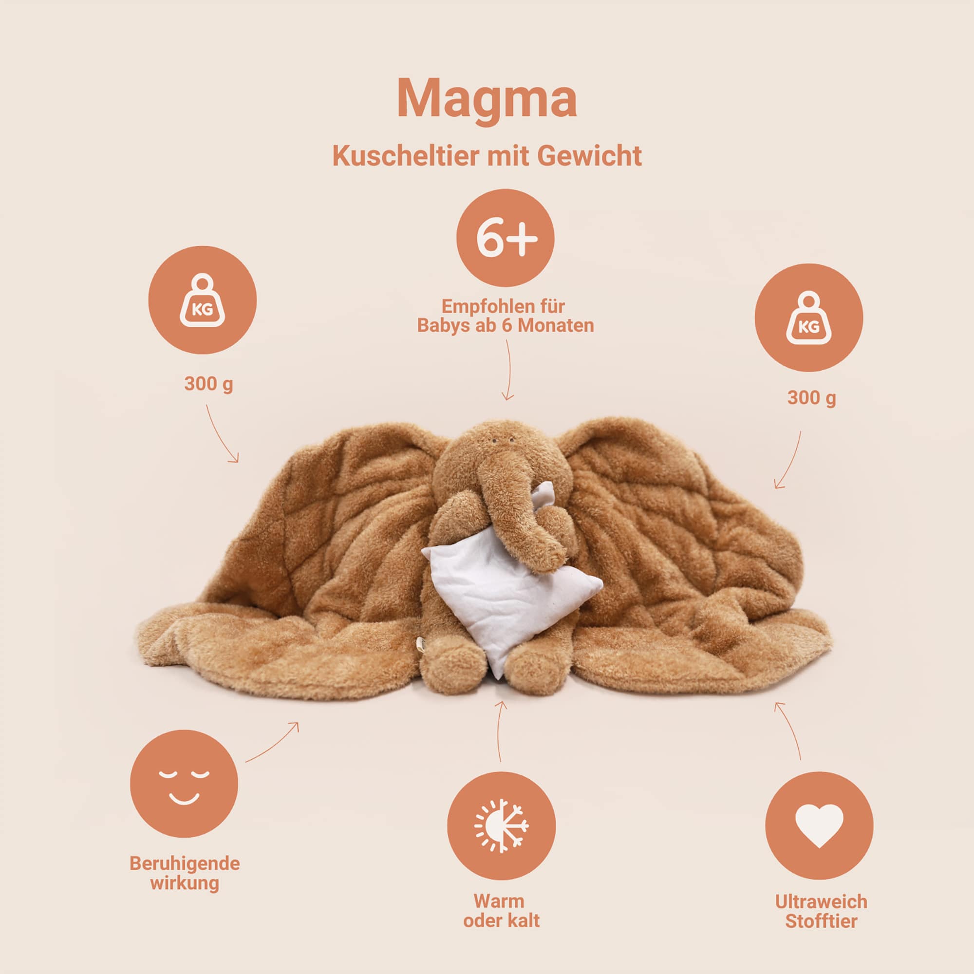 Kuscheltiere Elefanten, MEMBANTU, Braun – Produktansicht