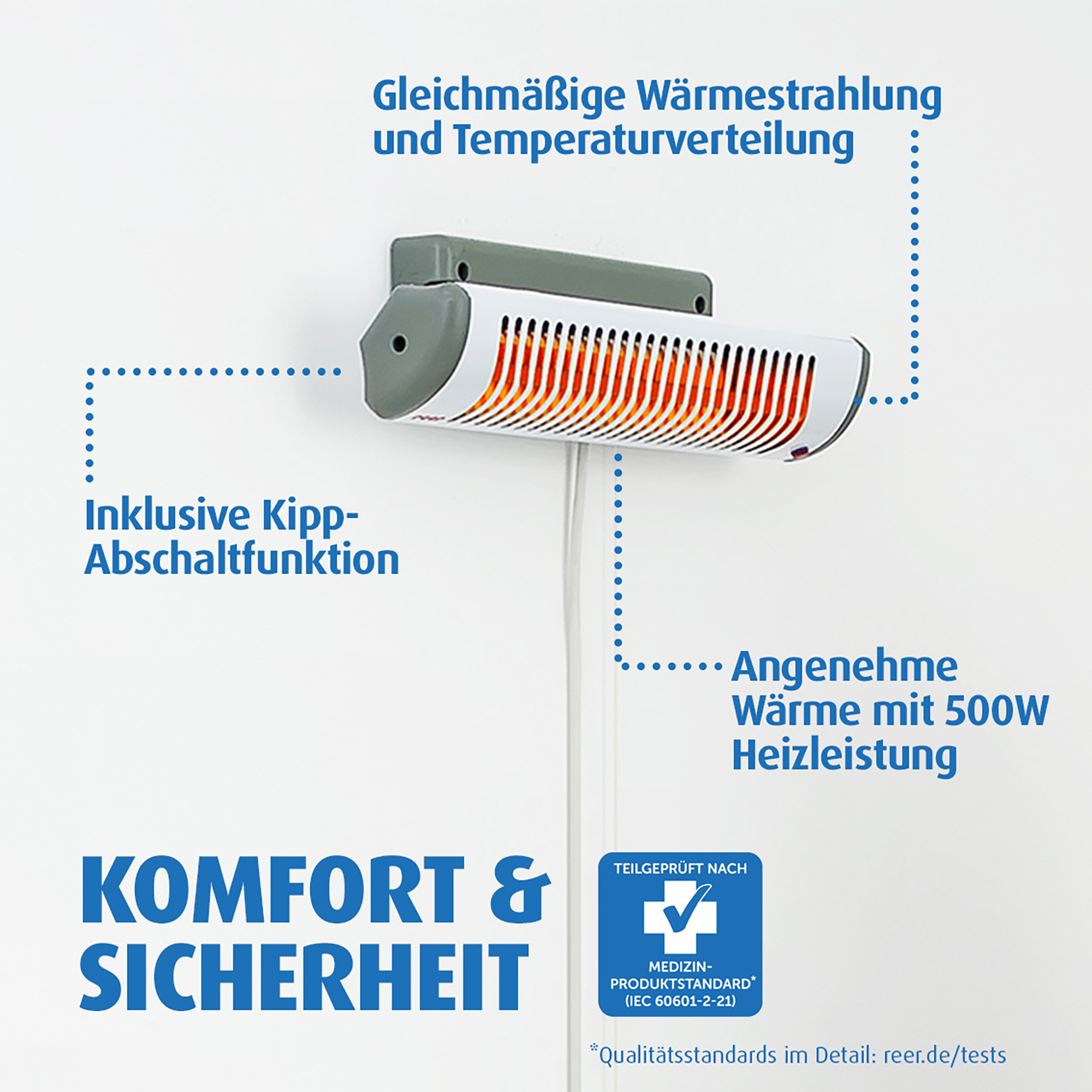 Heizstrahler, reer, Weiß – Produktansicht