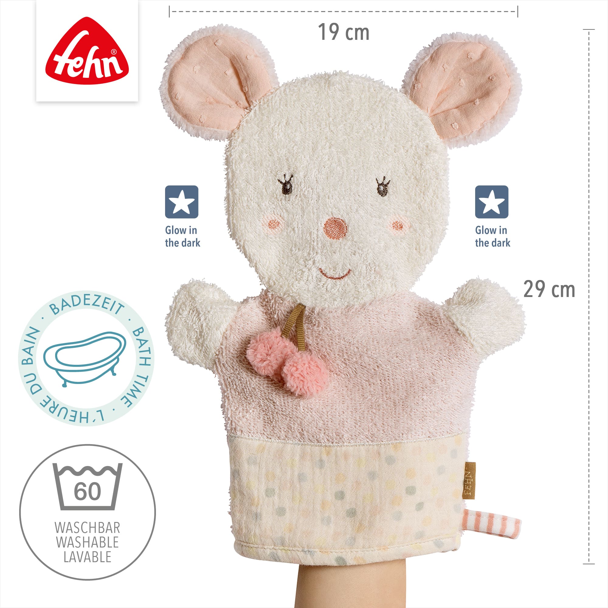 Waschlappen, fehn, Pink – Produktansicht