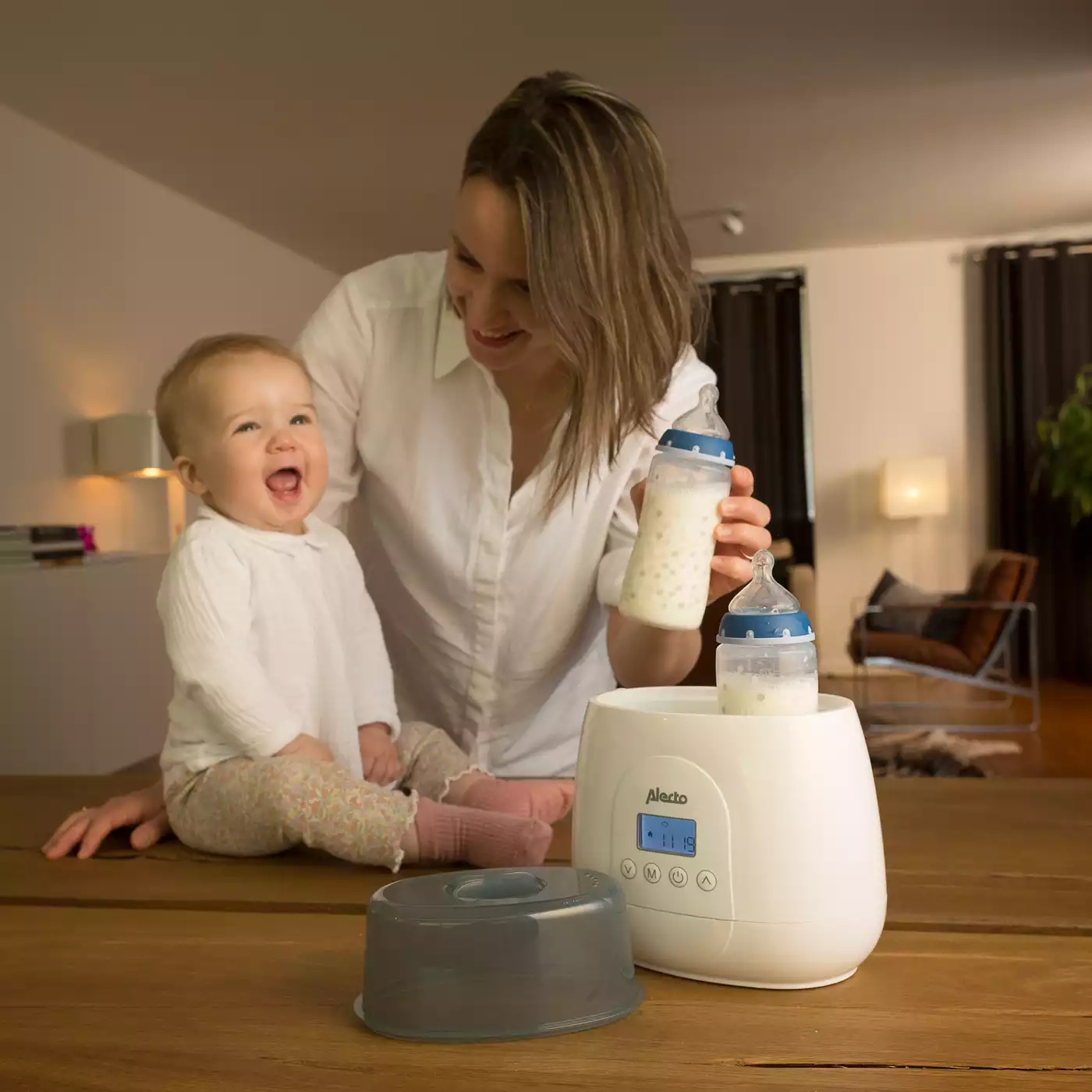 Babykostwärmer, Alecto baby, Weiß – Besonderheit: inkl. Dampfdeckel und Warmhaltefunktion