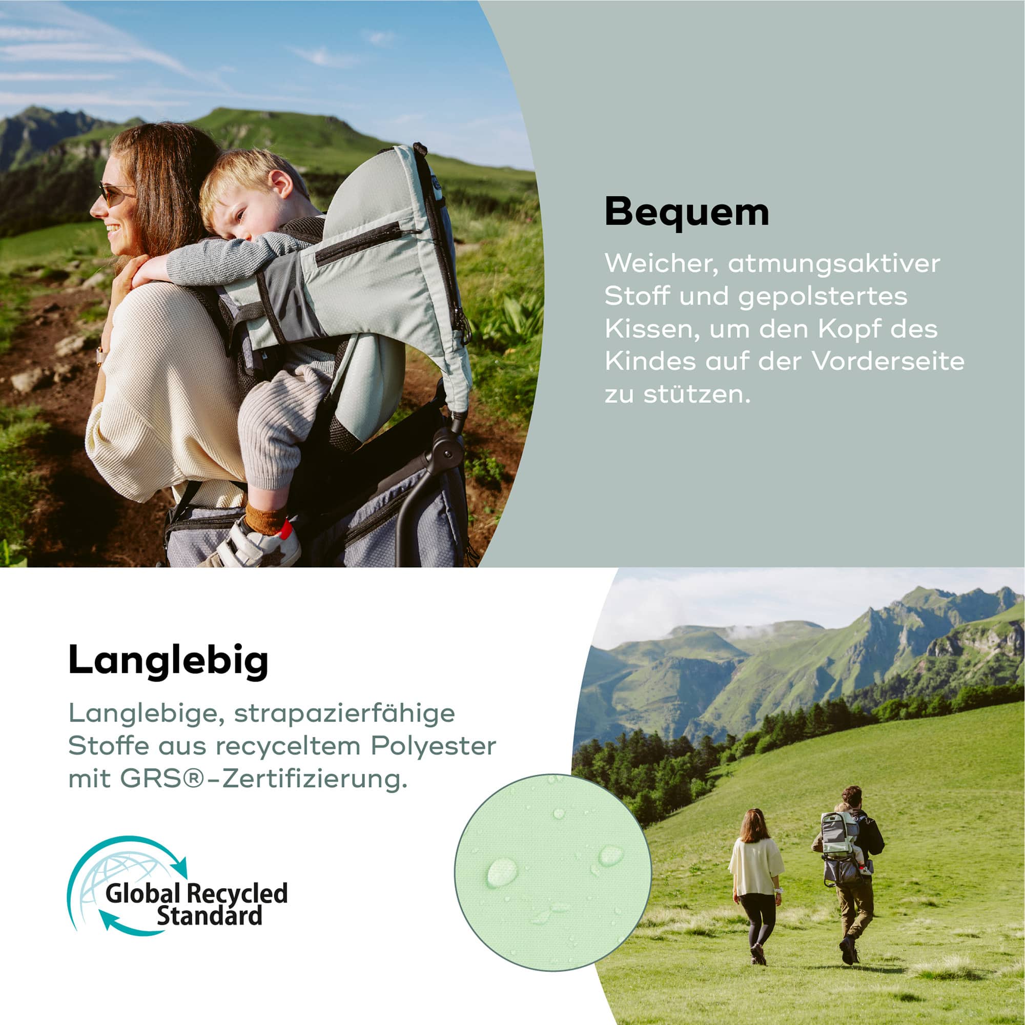 Kraxen & Schultertragen, babymoov, Grün – Produktansicht