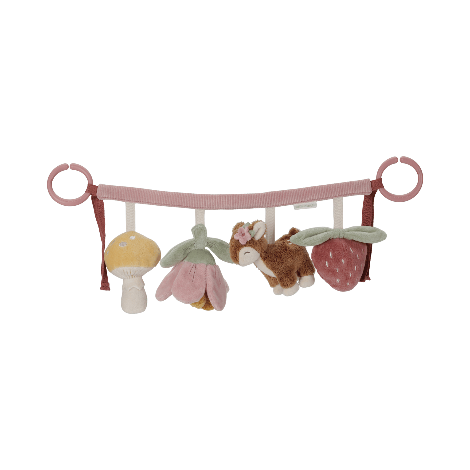 Kinderwagenketten, LITTLE DUTCH, Pink – Besonderheit: 4 niedliche kleine Spielzeuge 