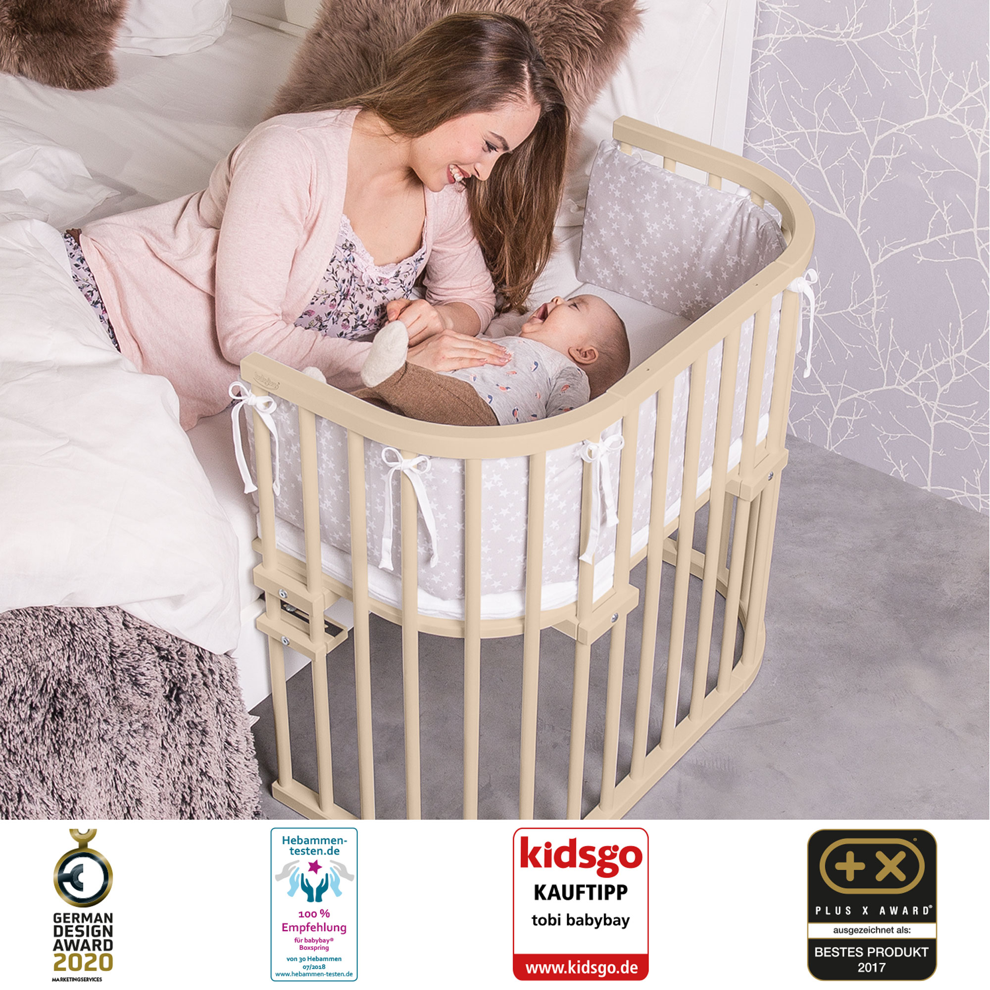 Beistellbetten, babybay, Beige – Produktansicht