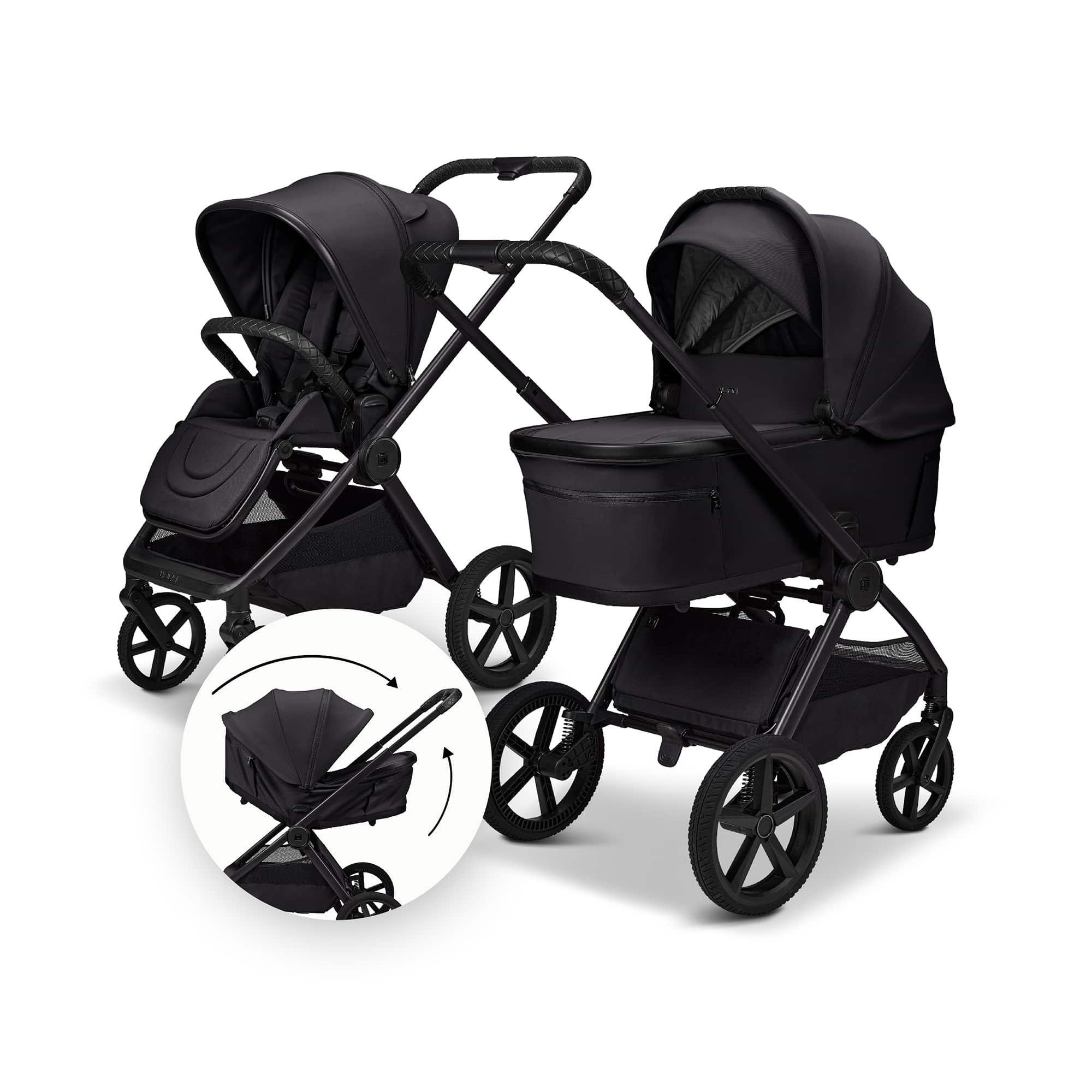 Kombi-Kinderwagen, MOON, Schwarz – Produktansicht
