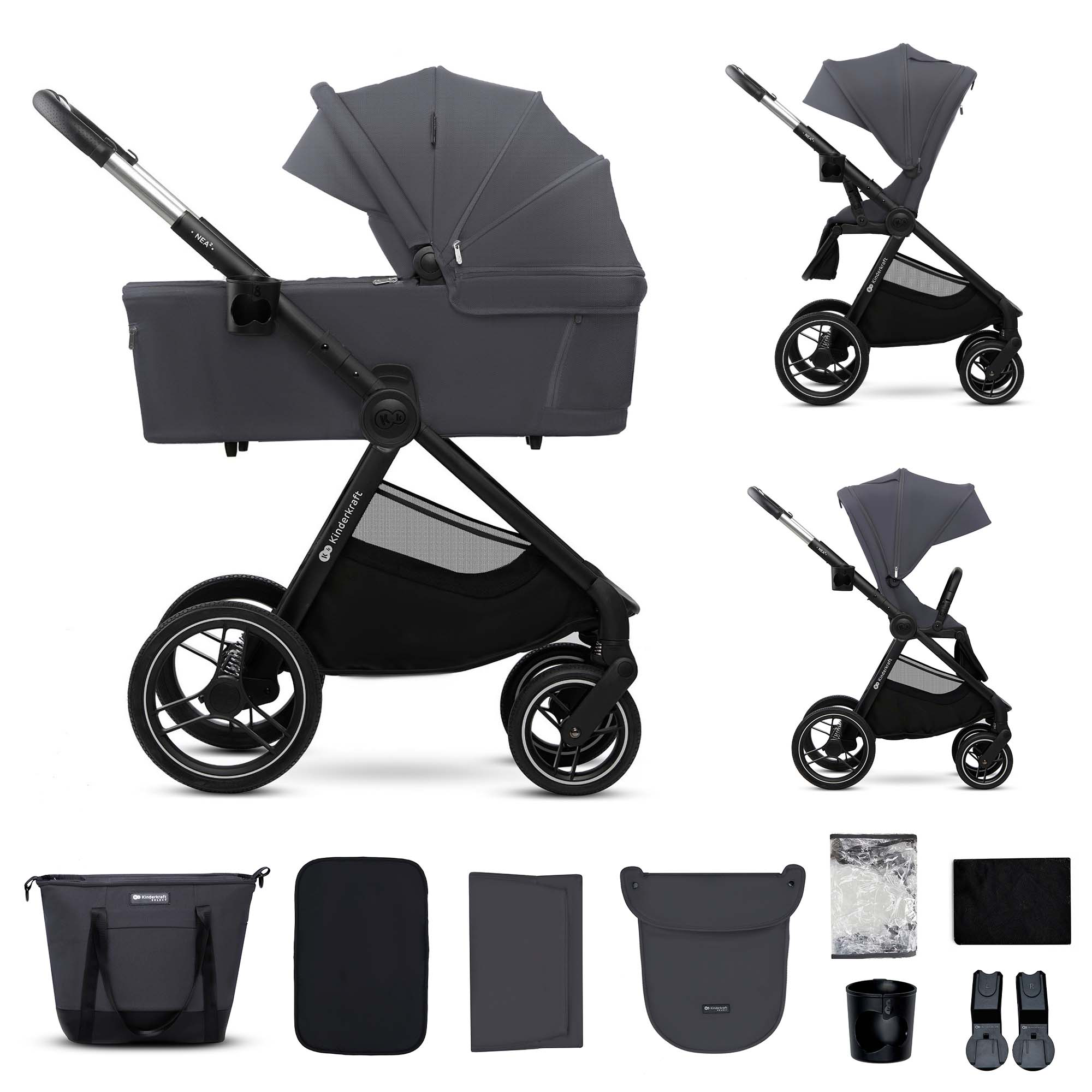 Kombi-Kinderwagen, Kinderkraft, Grau – Produktansicht