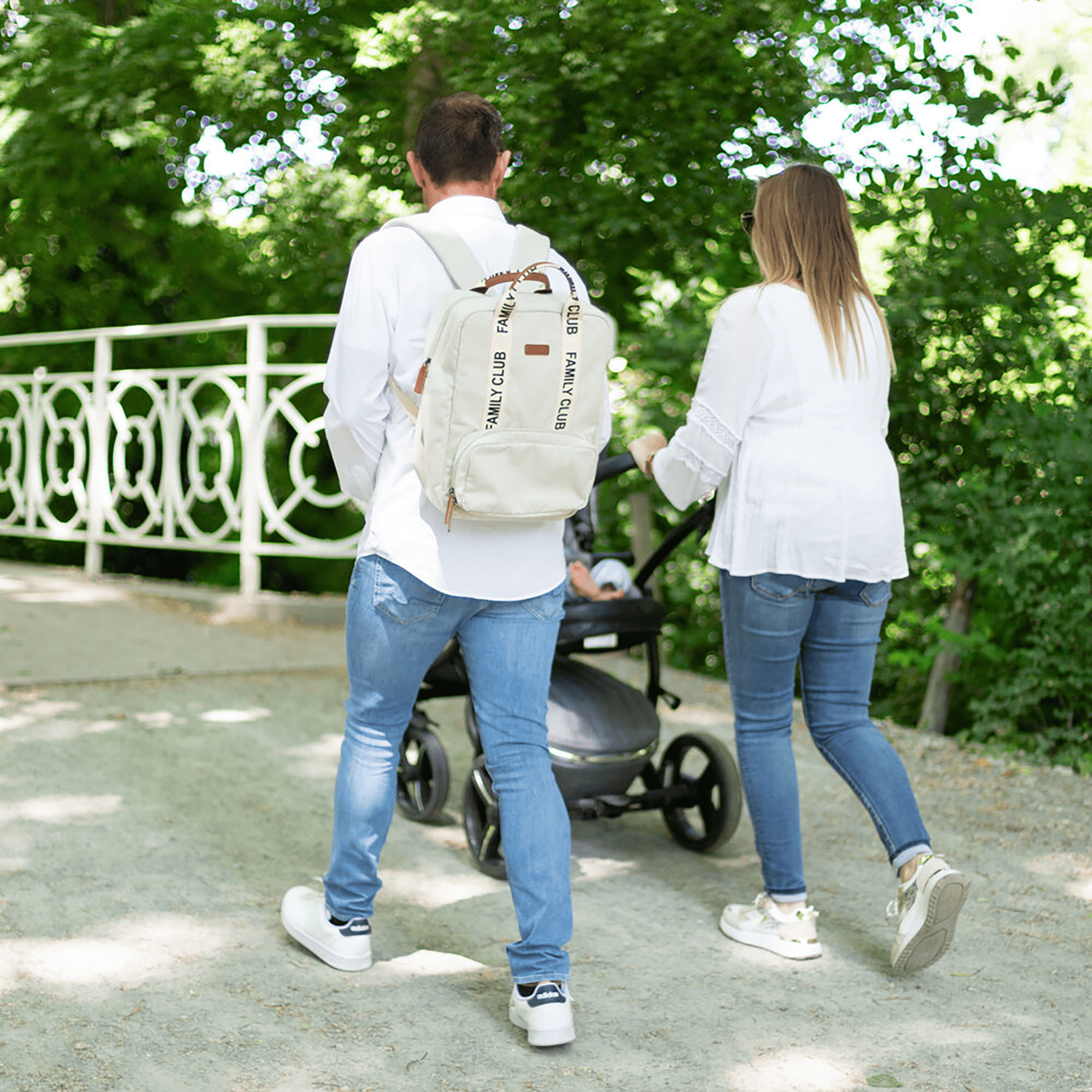 Wickelrucksäcke, CHILDHOME, Weiß – Besonderheit: inklusive Wickelunterlage, Kinderwagenhaken und Trolley-Gurten