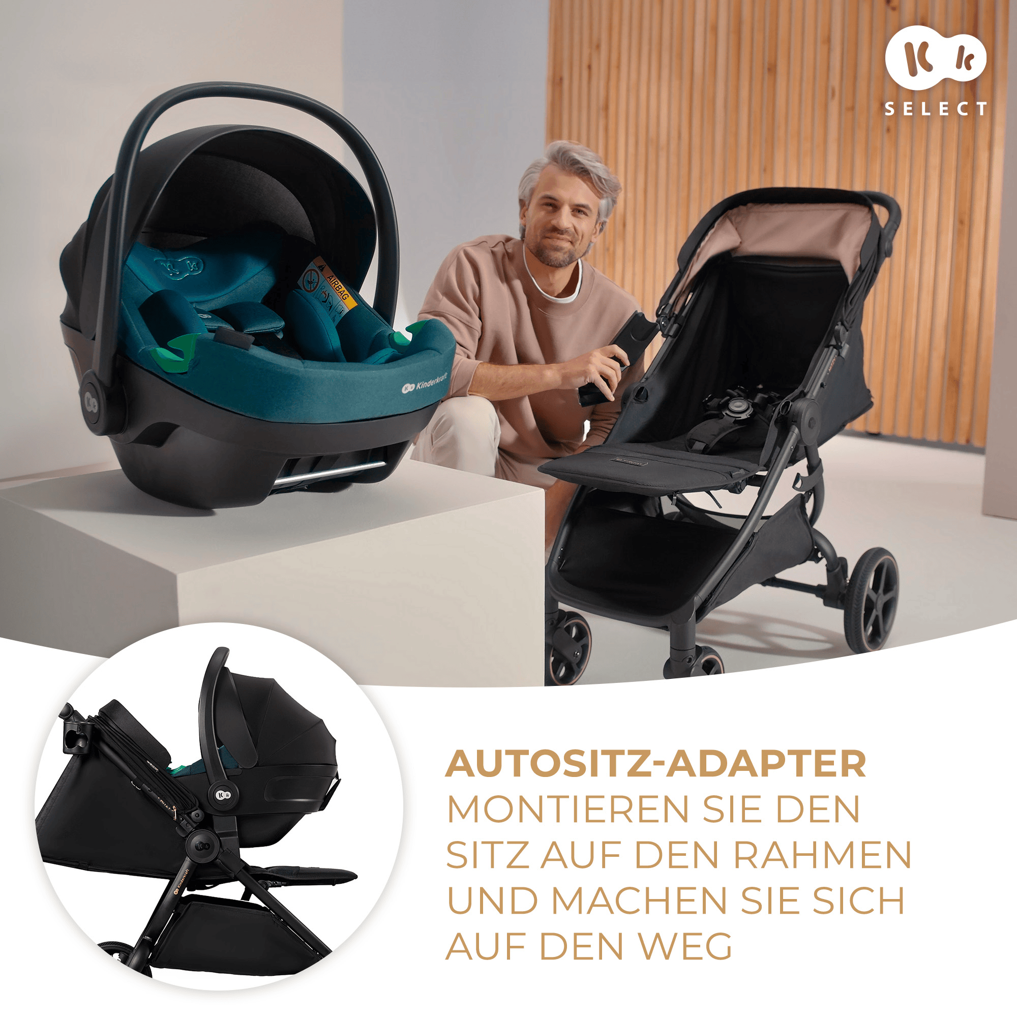 Adapter, Kinderkraft, Schwarz – Besonderheit: kompatibel mit den Kindersitzen Kinderkraft I-CARE i-Size und MINK PRO i-Size