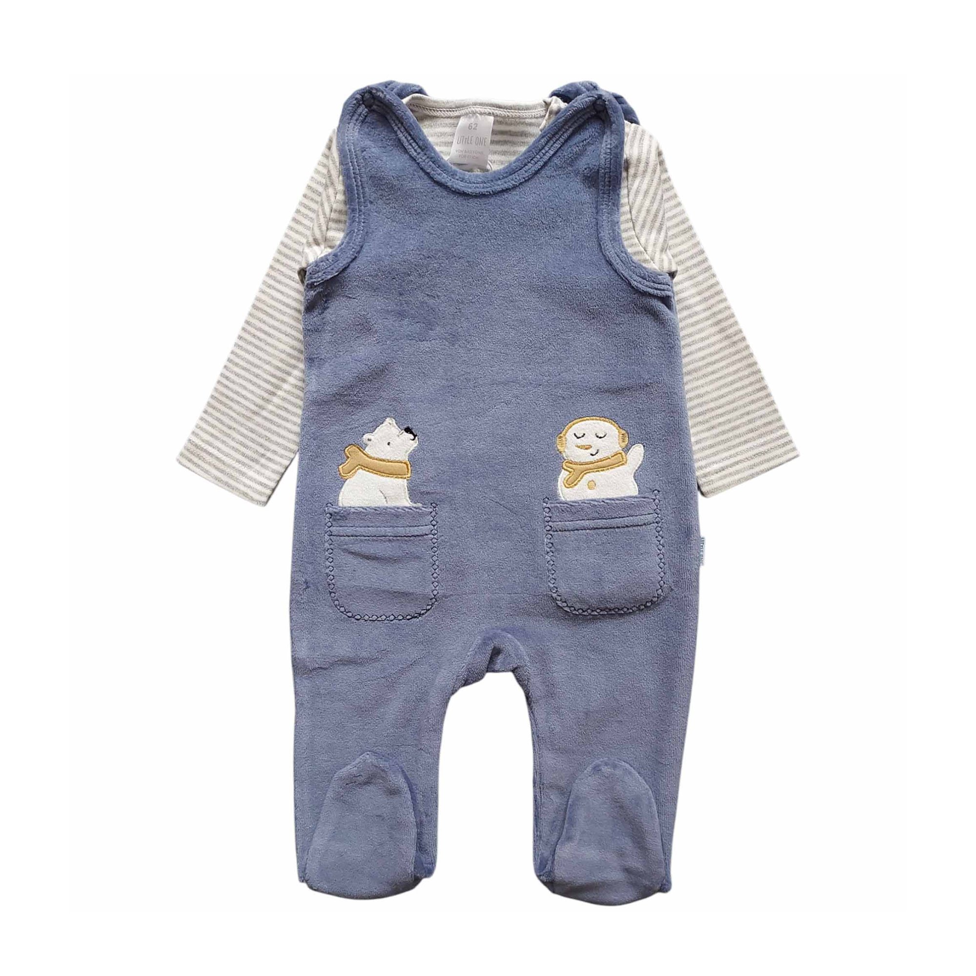 SALE Strampler, LITTLE ONE, Blau – Besonderheit: Set bestehend aus Strampler und Langarmshirt
