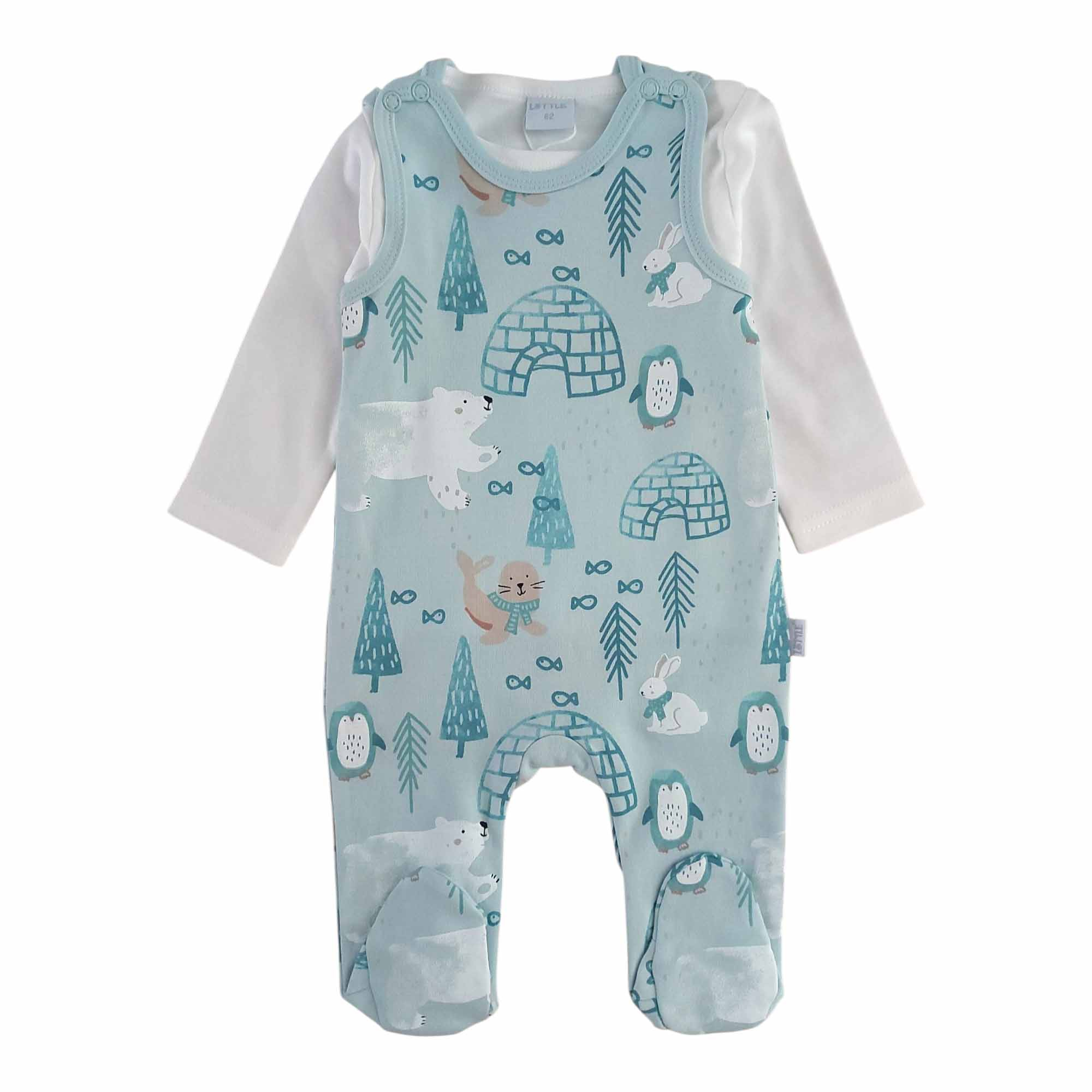 SALE Strampler, LITTLE, Grün – Besonderheit: Set bestehend aus Langarmshirt und Strampler