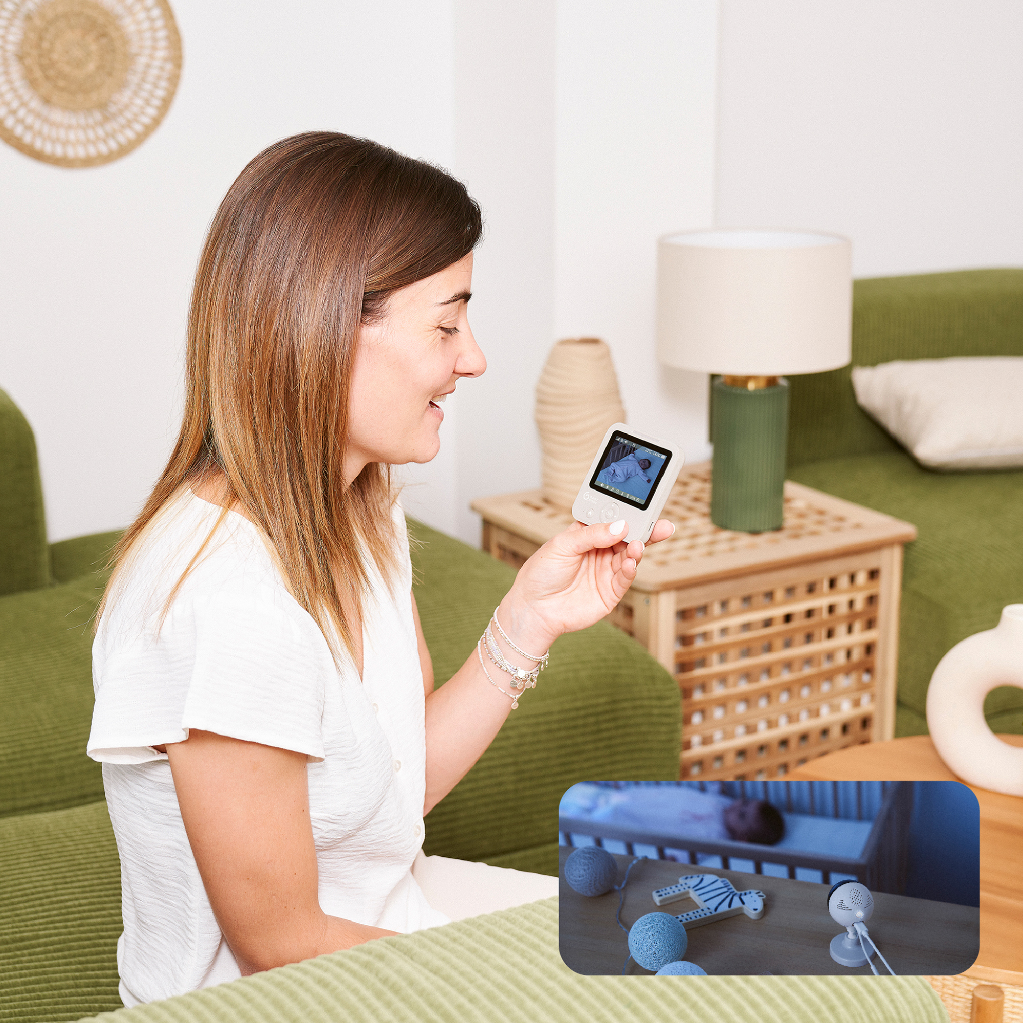 Video Babyphone, babymoov, Beige – Besonderheit: 2,8-Zoll-Bildschirm mit bis zu ca. 9 Stunden Akkulaufzeit