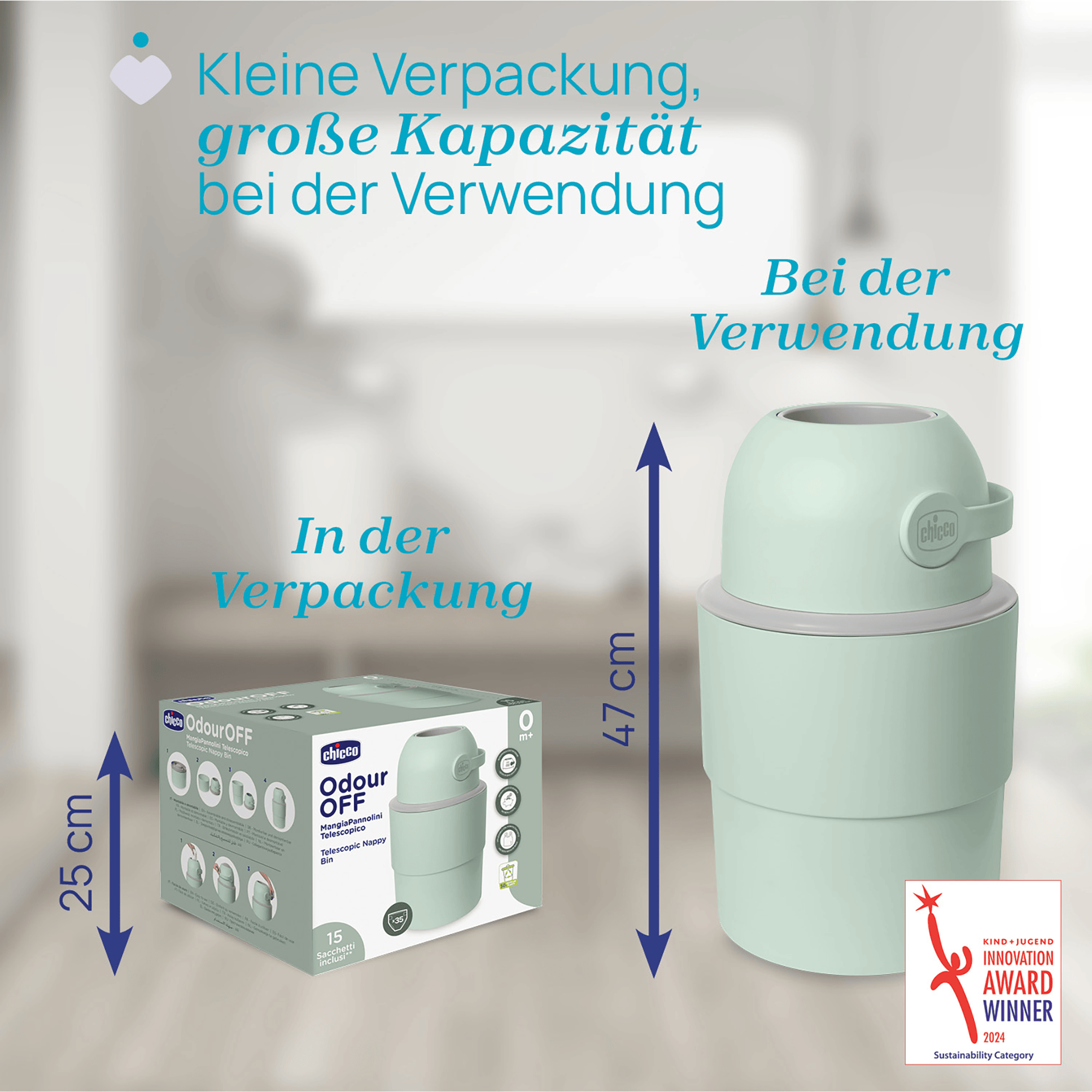 Windeleimer, chicco, Grün – Produktansicht
