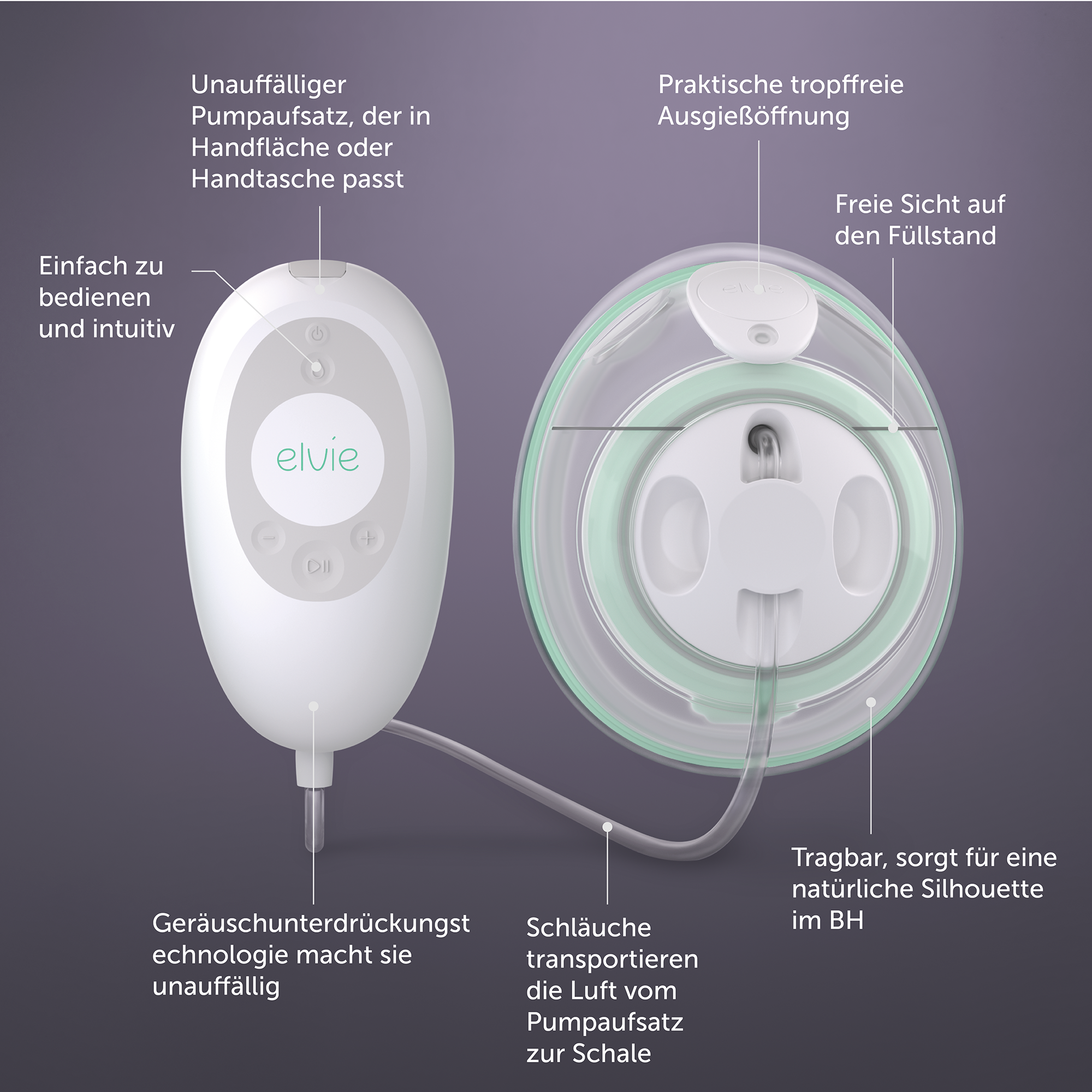 Milchpumpen, elvie, Transparent – Produktansicht