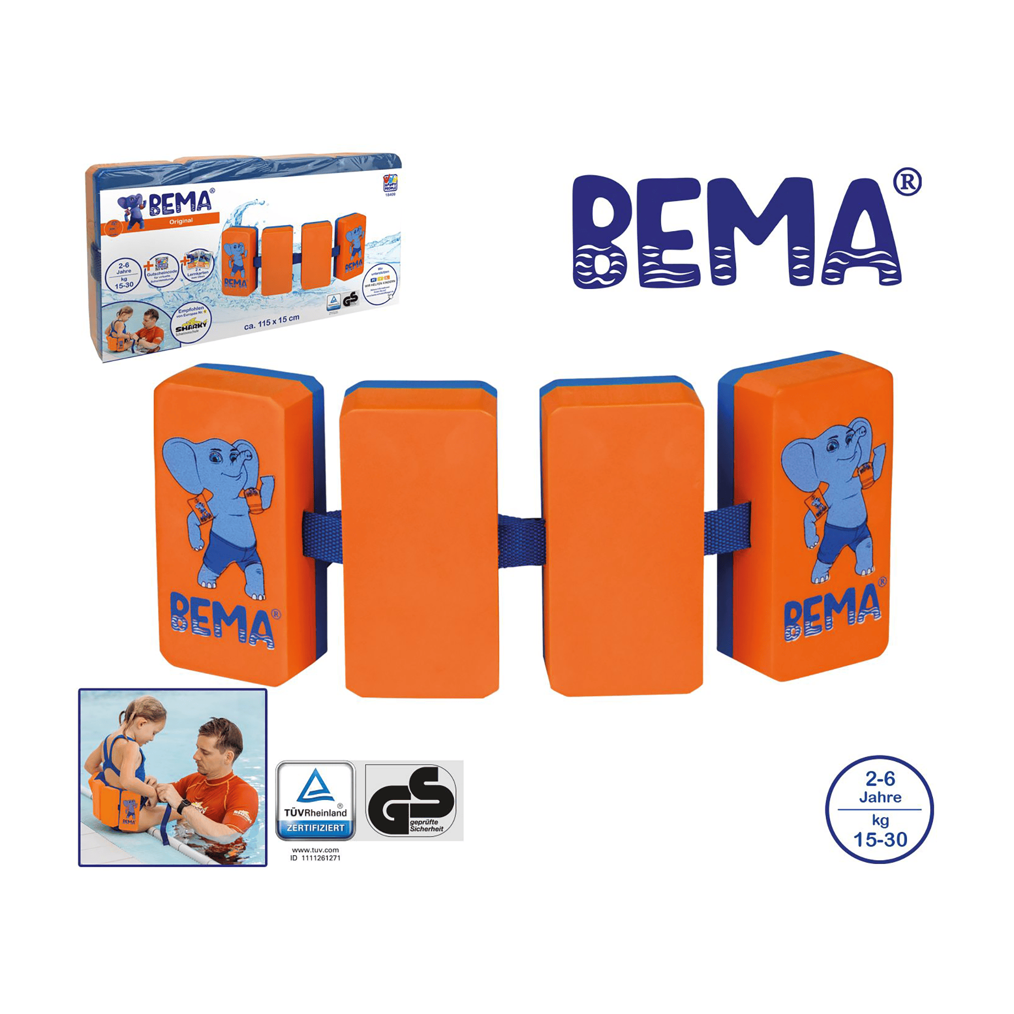 Schwimmflügel & Schwimmhilfen, Bema, Orange – Besonderheit: geeignet von ca. 15-30 kg, ca. 2-6 Jahre
