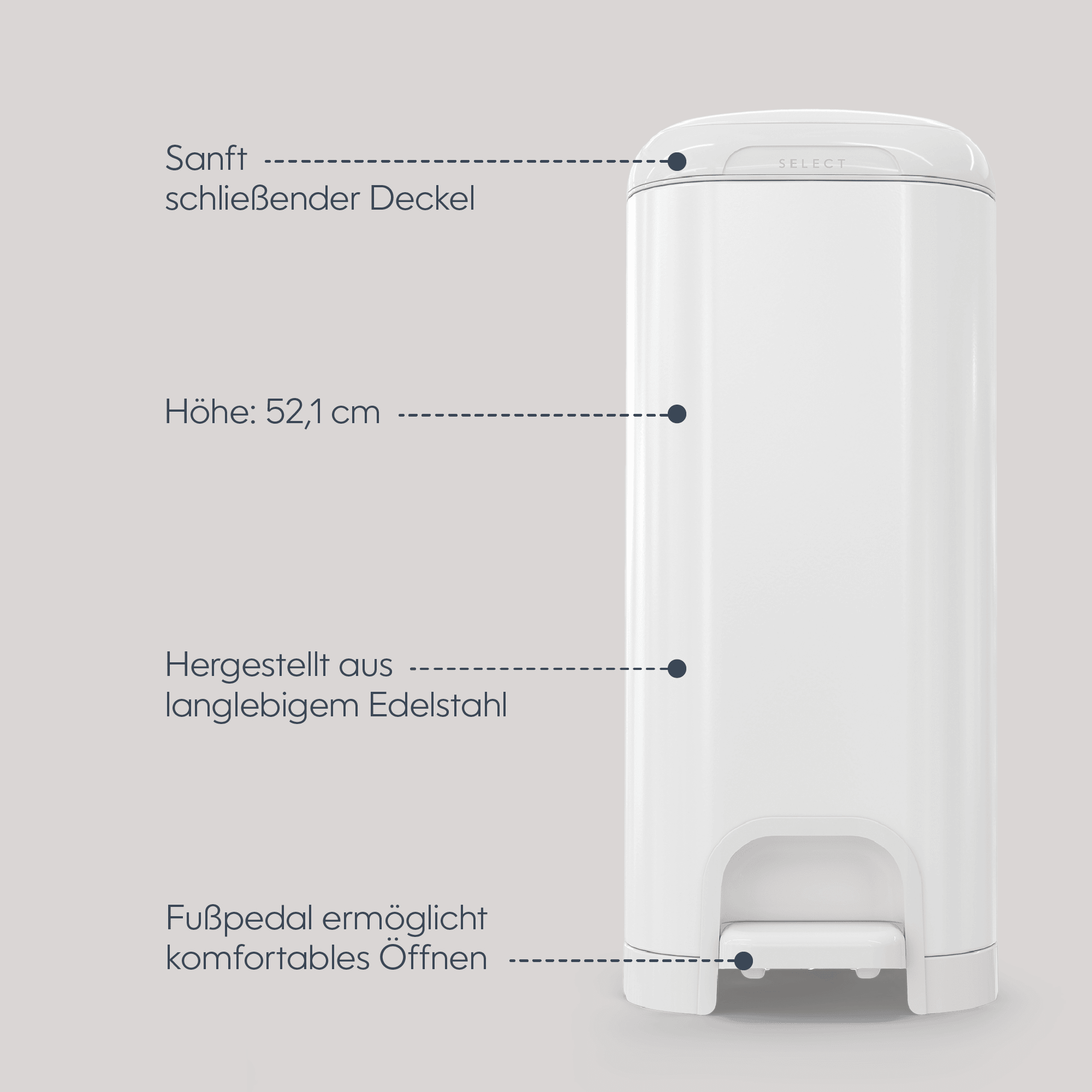 Windeleimer, Angelcare, Weiß – Produktansicht