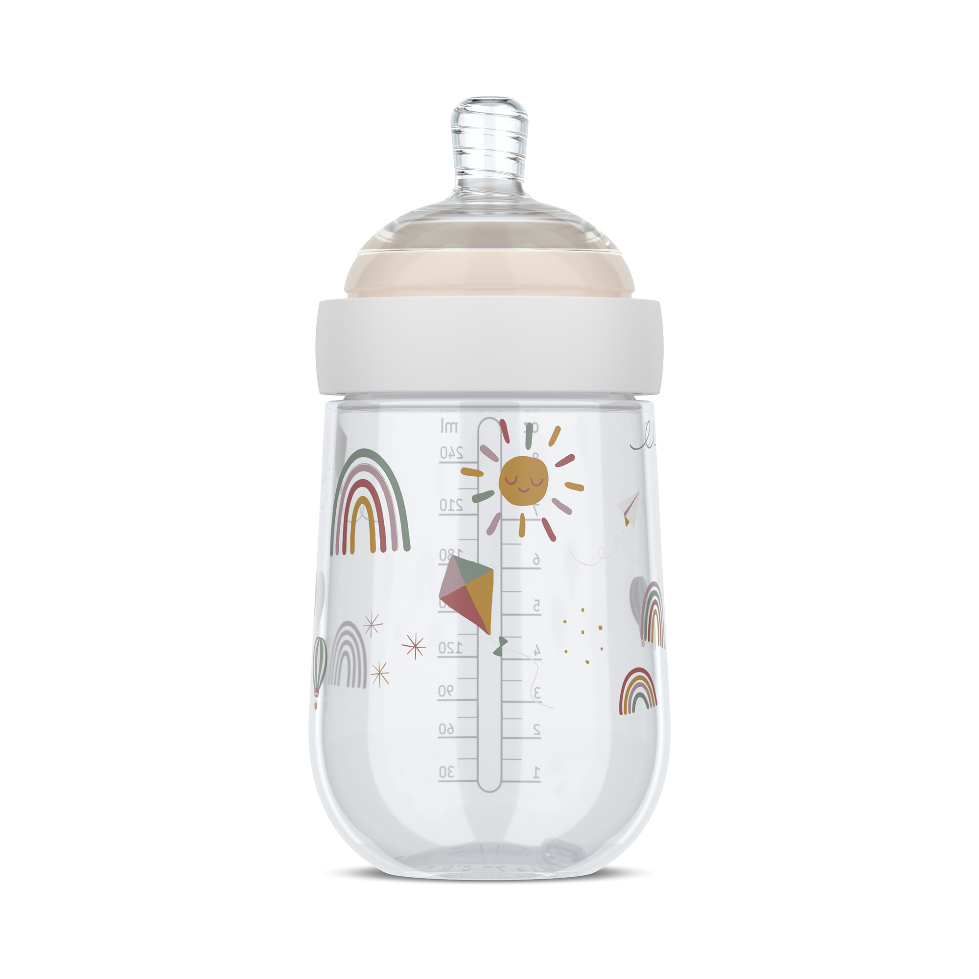 Babyfläschchen, MEPAL, Transparent – Besonderheit: spiralförmiges Design verhindert Verstopfungen
