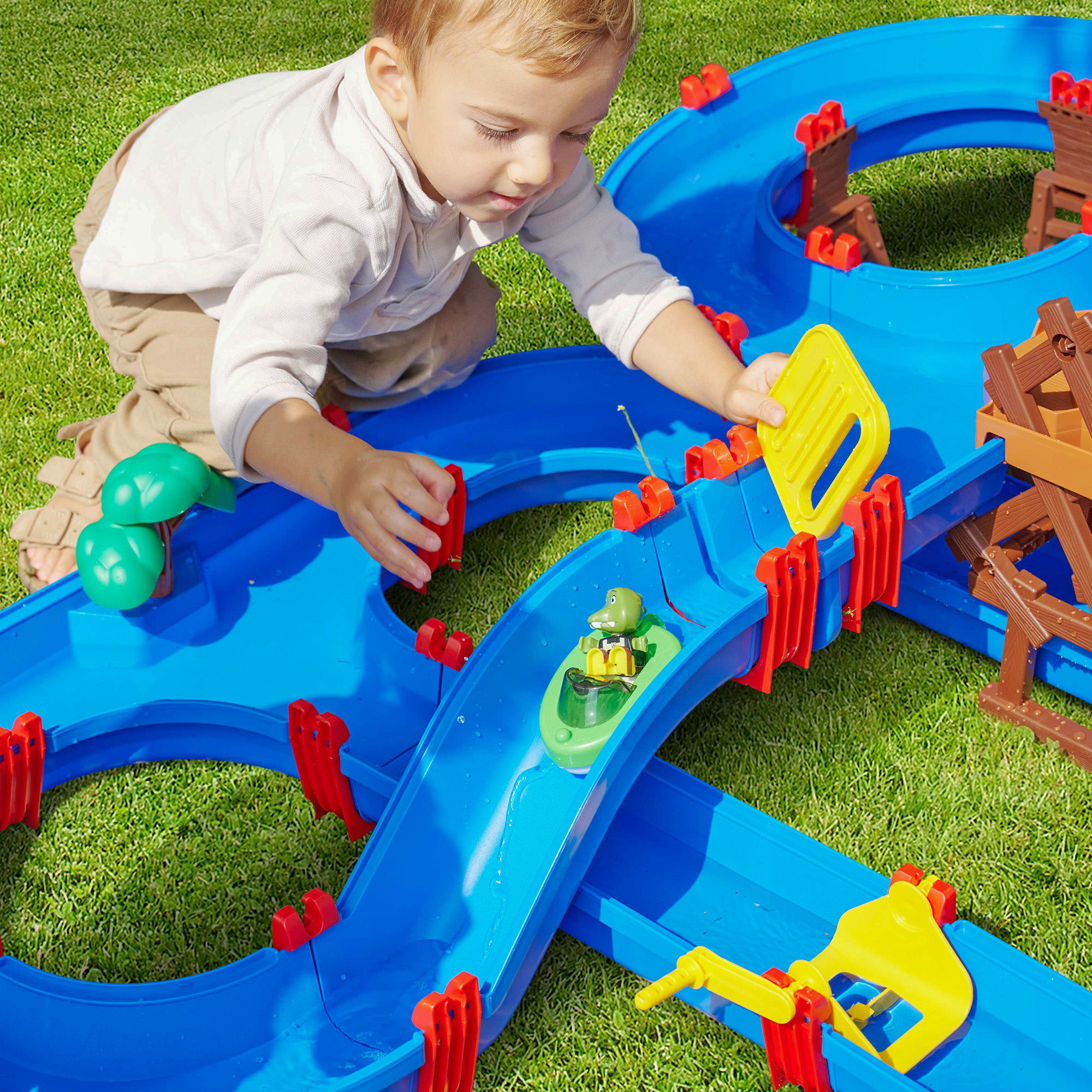 Wasserspielzeug, AquaPlay, Blau – Besonderheit: Wasserbahn mit 53 Teilen inklusive 2 Booten und 2 Tierfiguren