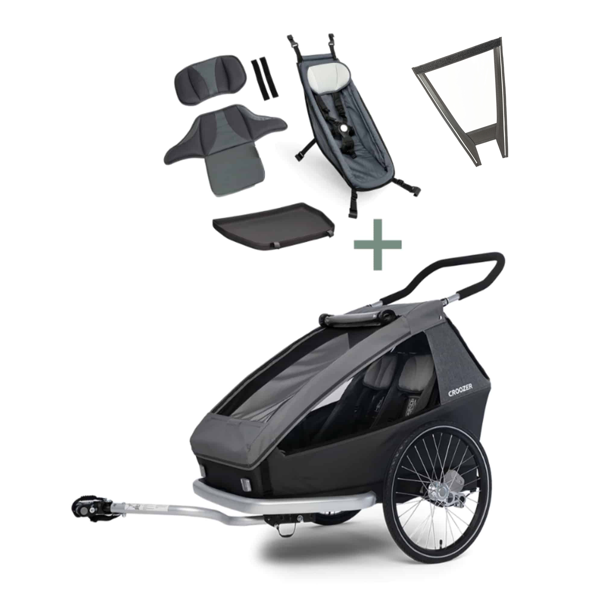 Fahrradanhänger, Croozer, Grau – Produktansicht