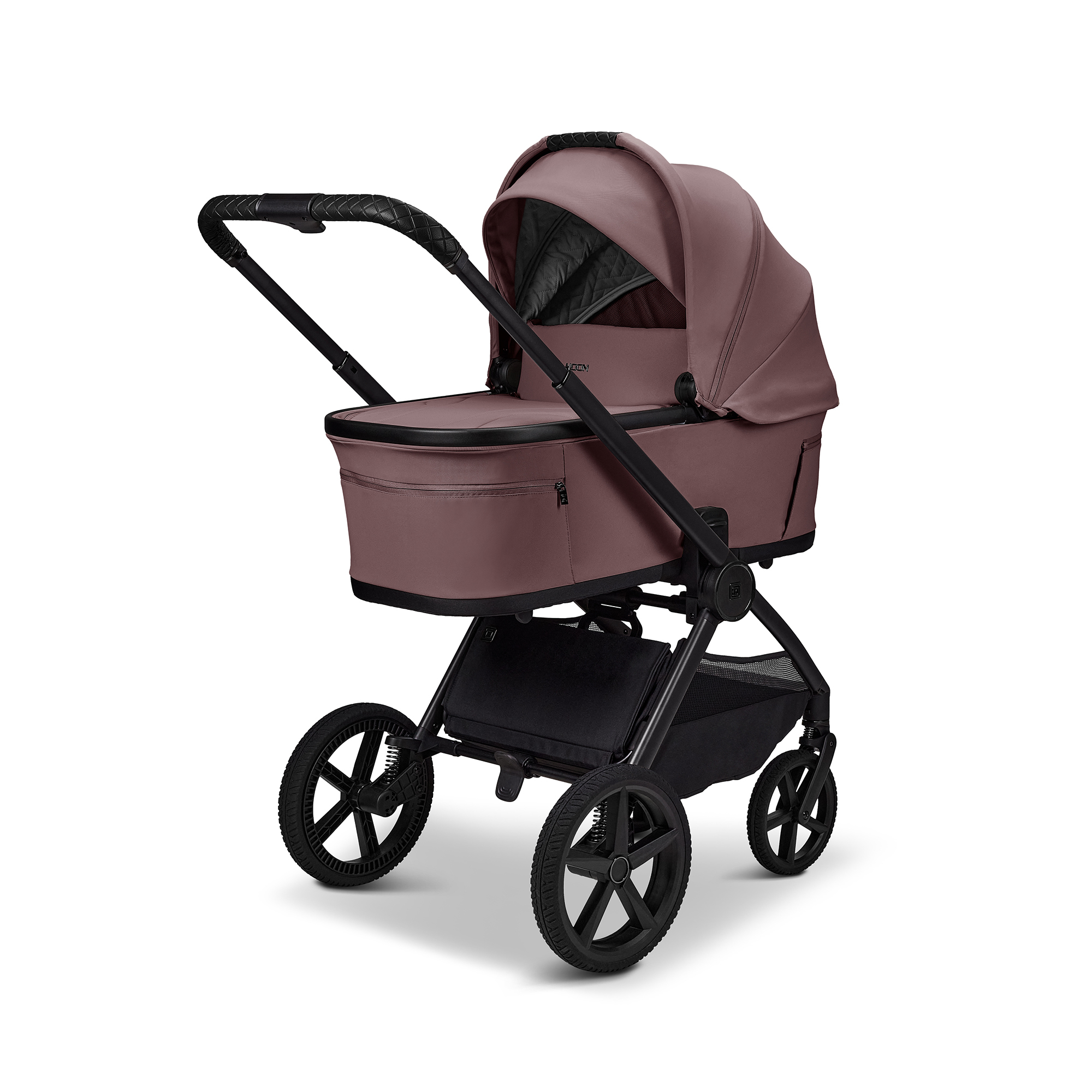 Kombi-Kinderwagen, MOON, Braun – Besonderheit: zusammenfaltbar mit Babywanne  oder Sportsitz auf dem Gestell