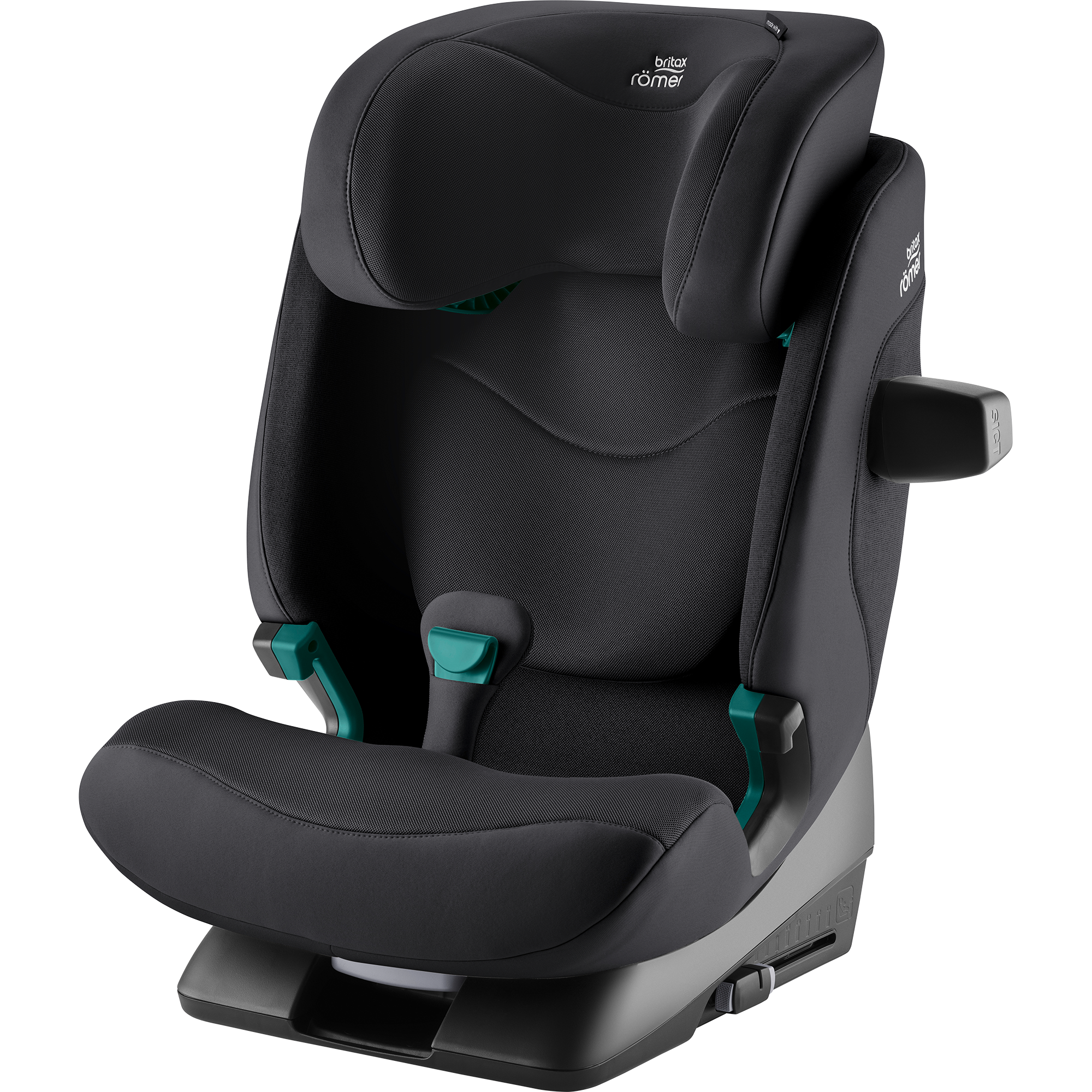 Kindersitze 15-36 kg, Gruppe 2/3, Britax Römer, Schwarz – Besonderheit: mit nur zwei Klicks ist der SAFEFIX dank ISOFIX Konnektoren installiert, während Anzeigen die korrekte und sichere Befestigung bestätigen 