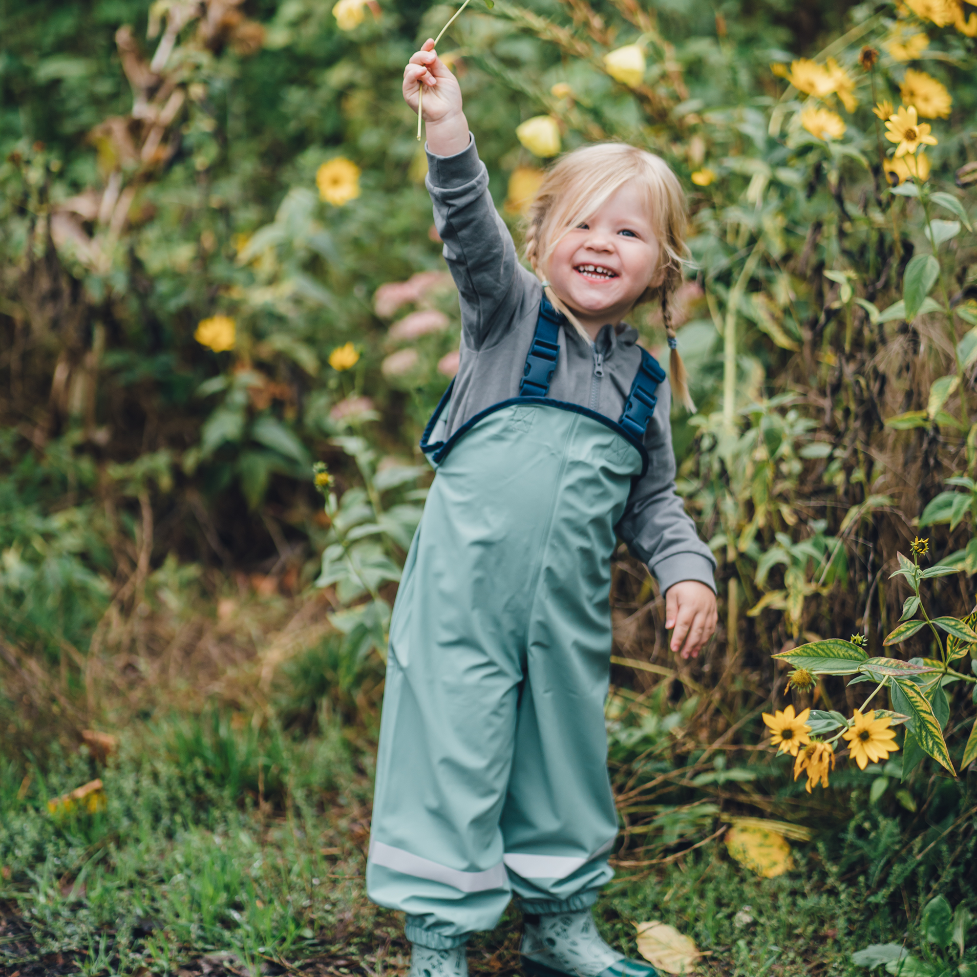 Matschhose, Playshoes, Grün – Besonderheit: Längen- und Weitenregulierung