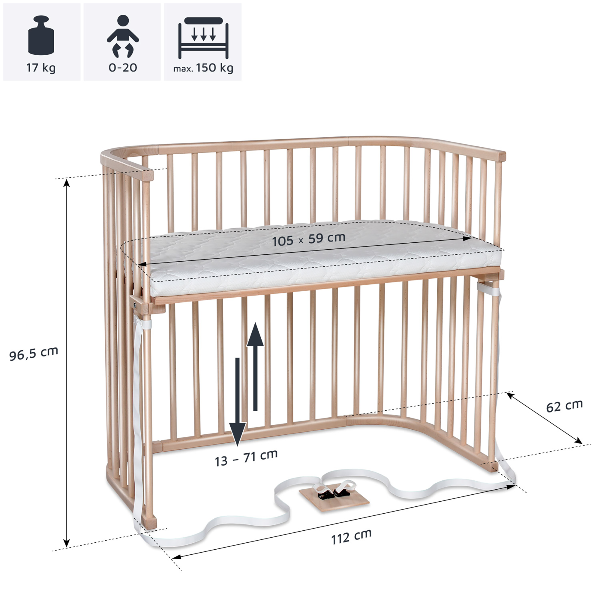 Beistellbetten, babybay, Beige – Produktansicht
