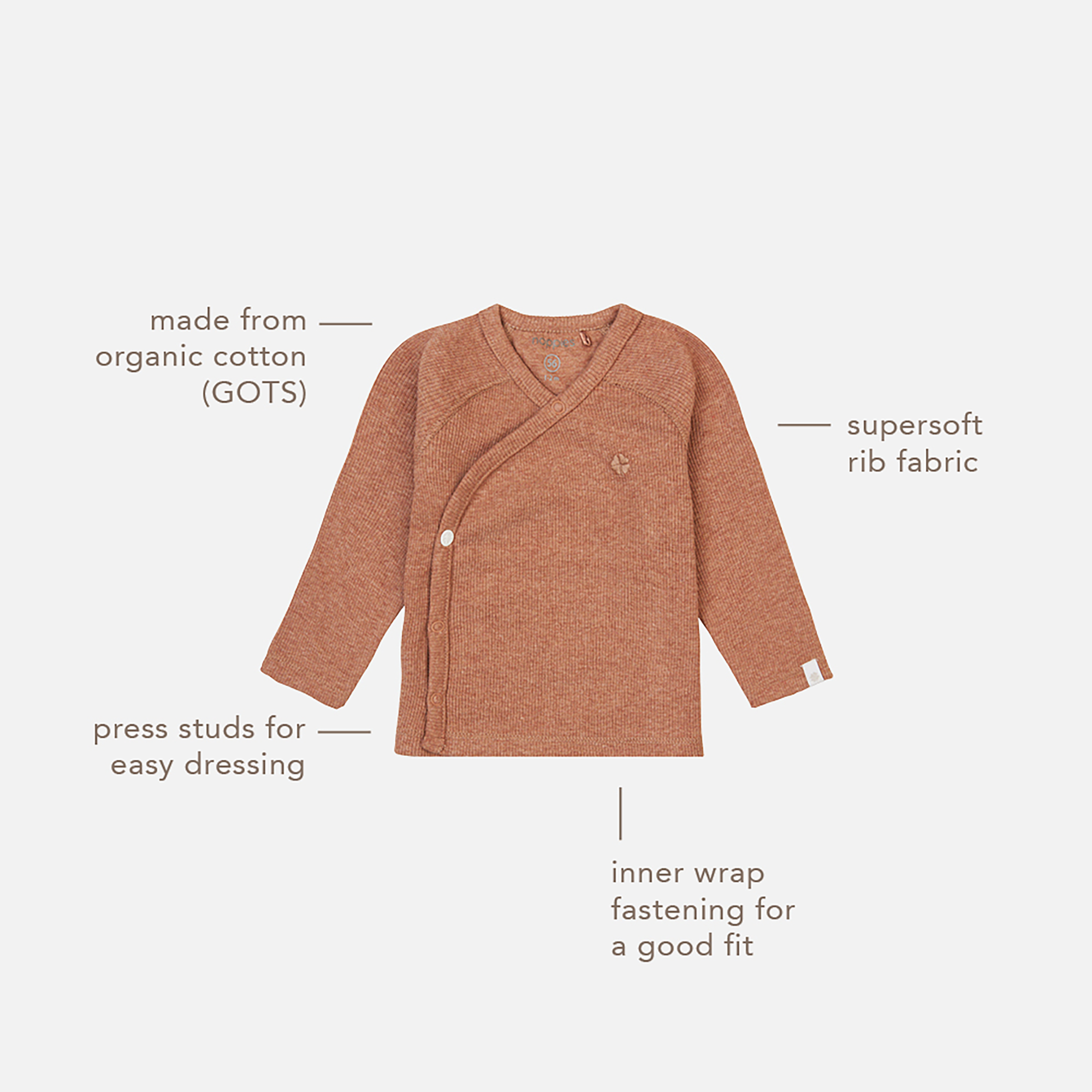 Sweat-, Fleece- & Strickjacken, noppies, Braun – Besonderheit: hoher Anteil an GOTS zertifizierter Bio-Baumwolle