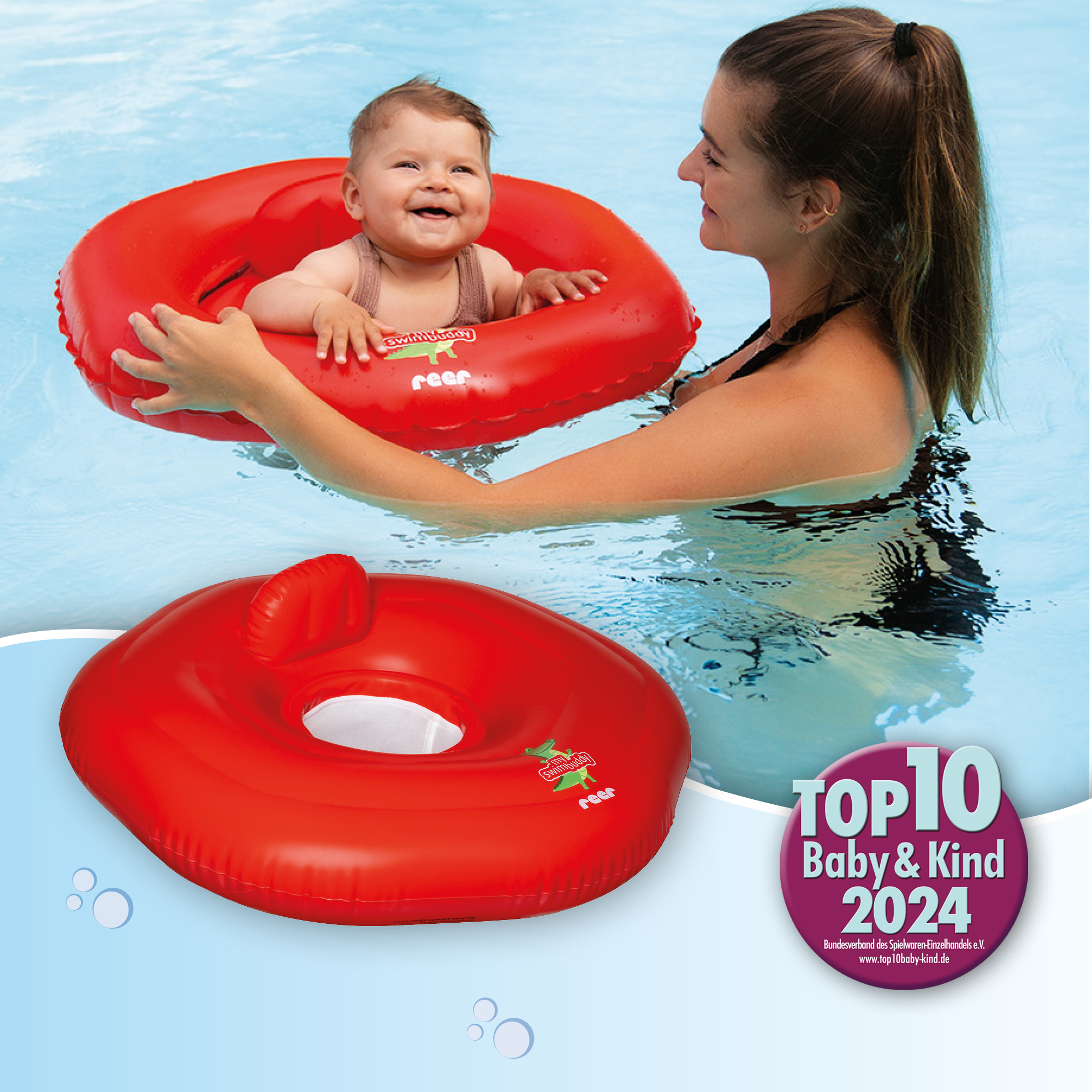 Schwimmflügel & Schwimmhilfen, reer, Rot – Besonderheit: mit Netz-Sitzhose und Kopfstütze