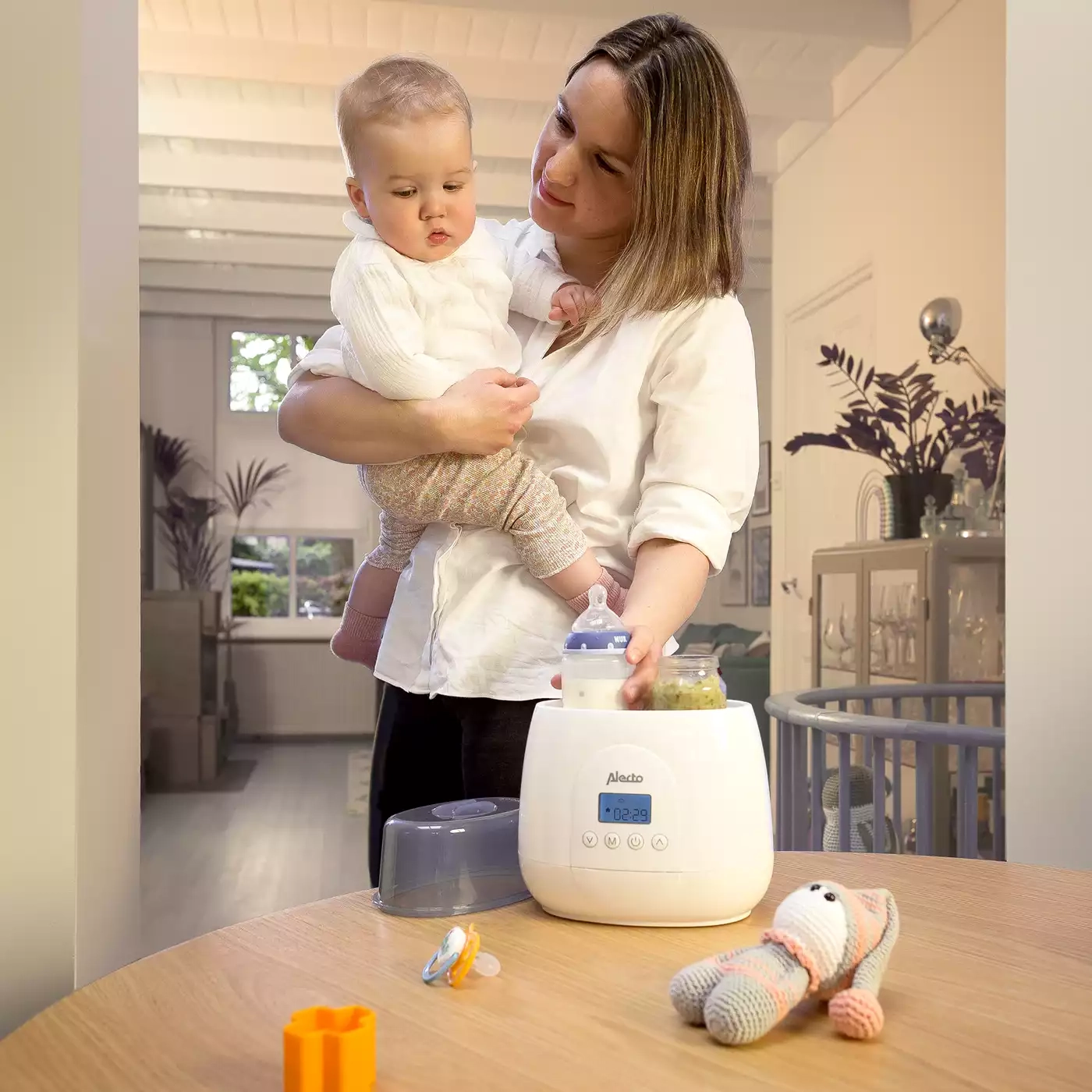 Babykostwärmer, Alecto baby, Weiß – Produktansicht