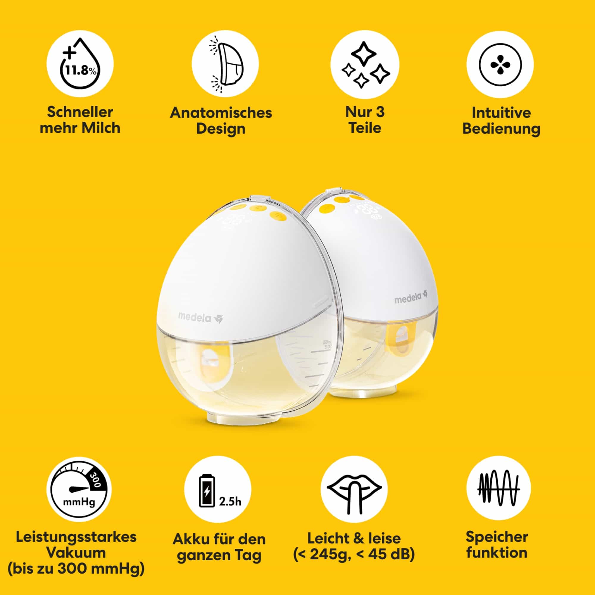 Hands Free Milchpumpen, medela, Transparent – Produktansicht
