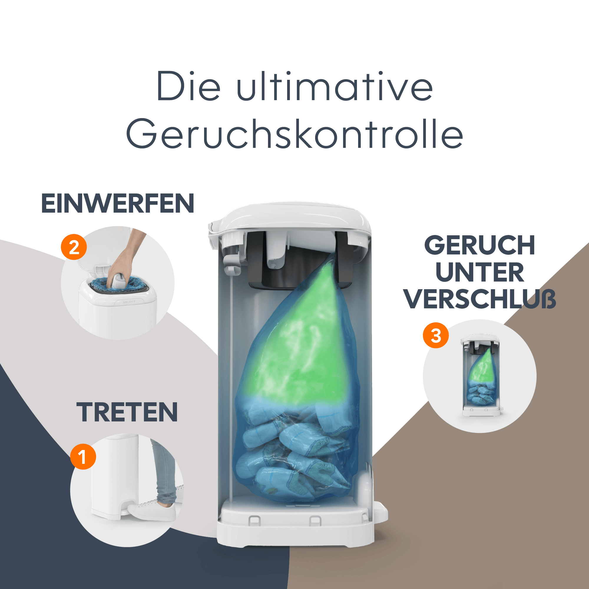 Windeleimer, Angelcare, Weiß – Produktansicht