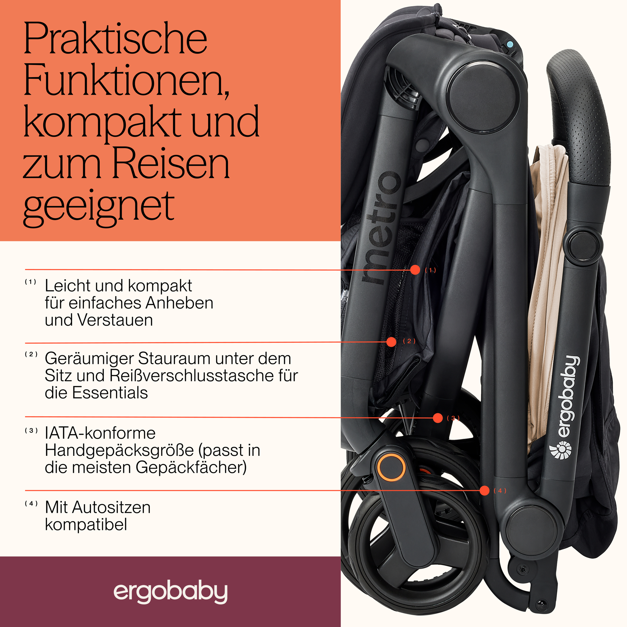 Buggys, ERGObaby, Grau – Produktansicht