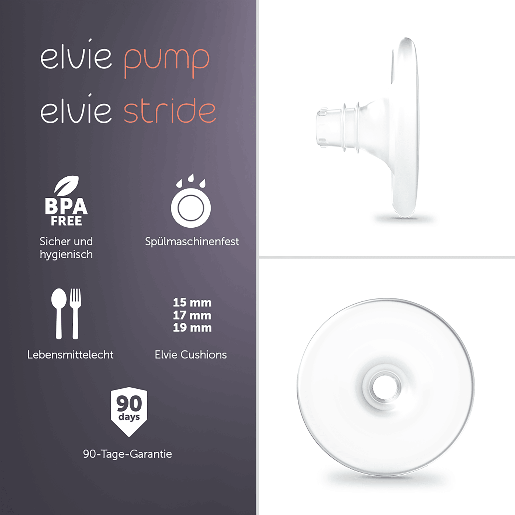Milchpumpen, elvie, Transparent – Produktansicht