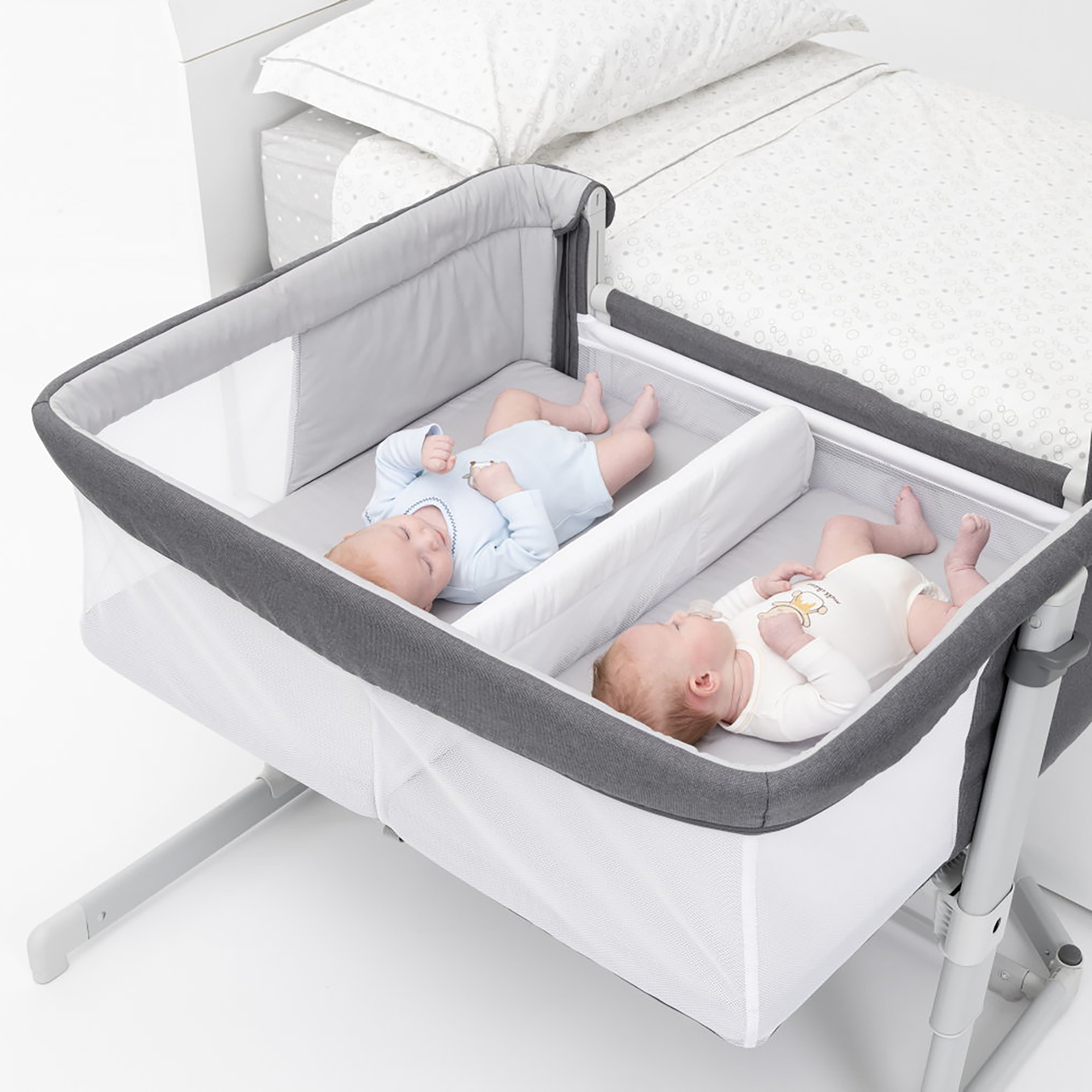 Beistellbetten, chicco, Grau – Besonderheit: Beistellbett für Zwillinge 