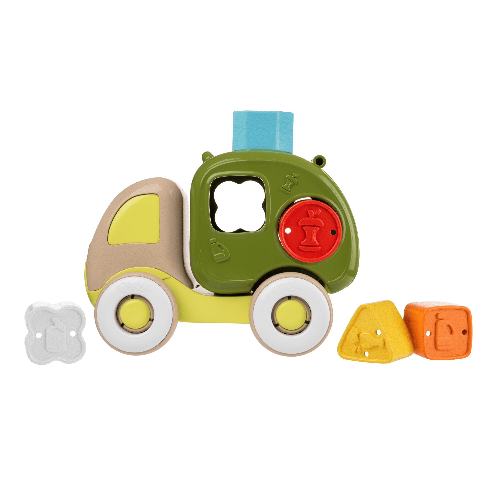 Steckspielzeug, chicco, Grün – Besonderheit: aus recyceltem Kunststoff und Holz-Basismaterial