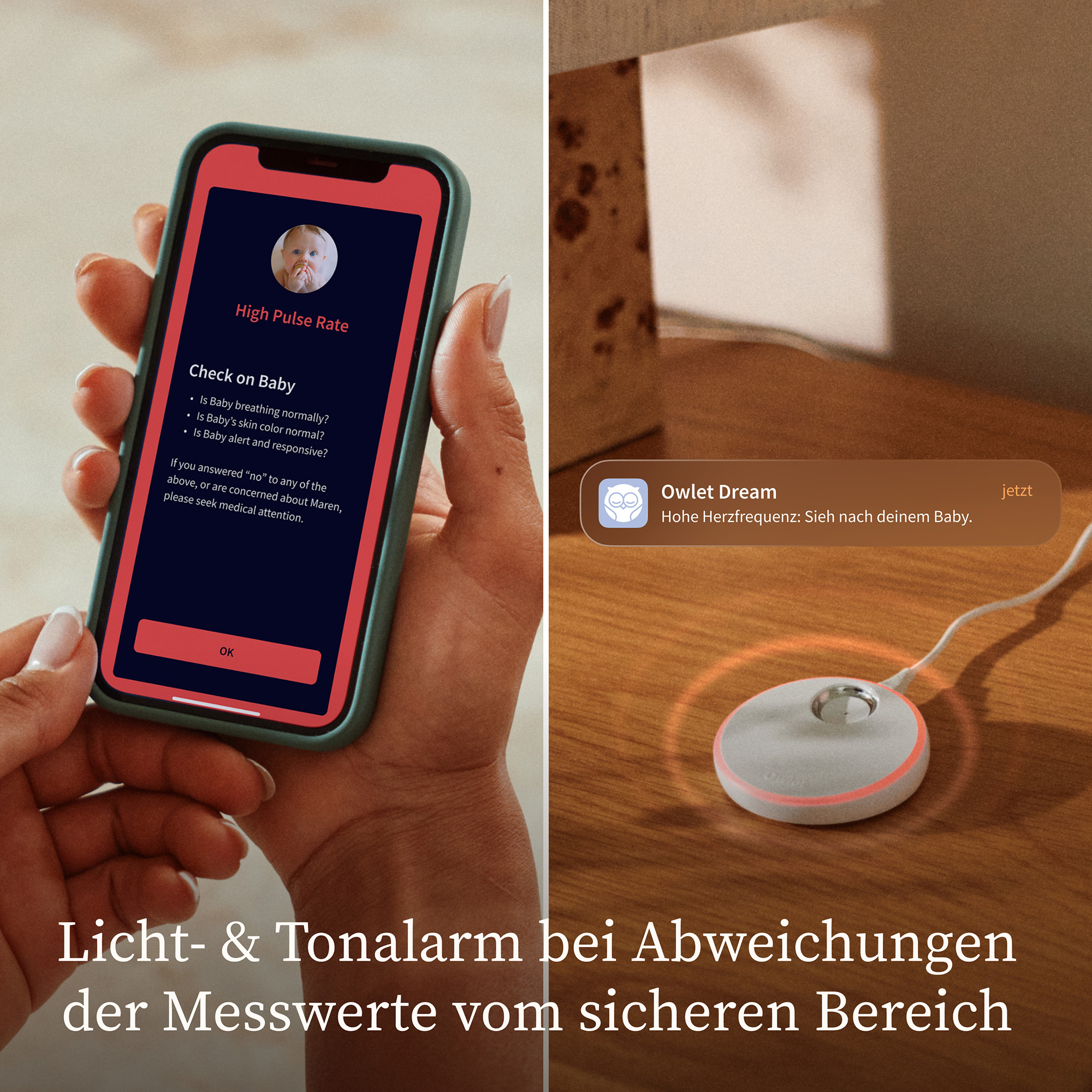 Video Babyphone, Owlet, Pink – Produktansicht