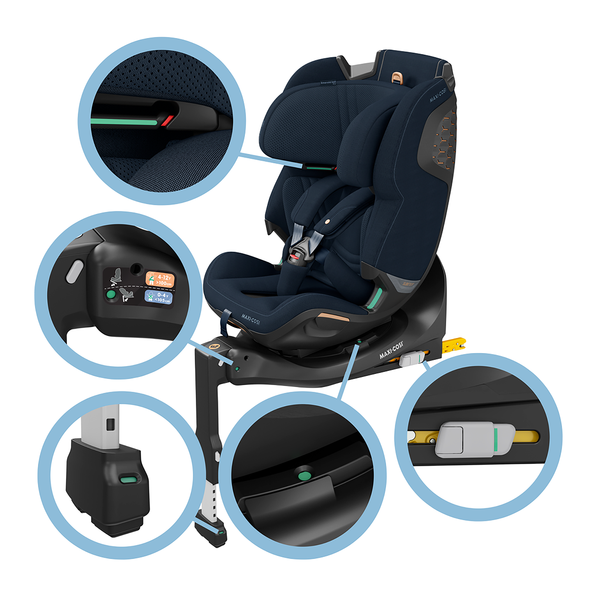 Kindersitze 9-36 kg, Gruppe 1/2/3, MAXI-COSI Premium, Blau – Produktansicht