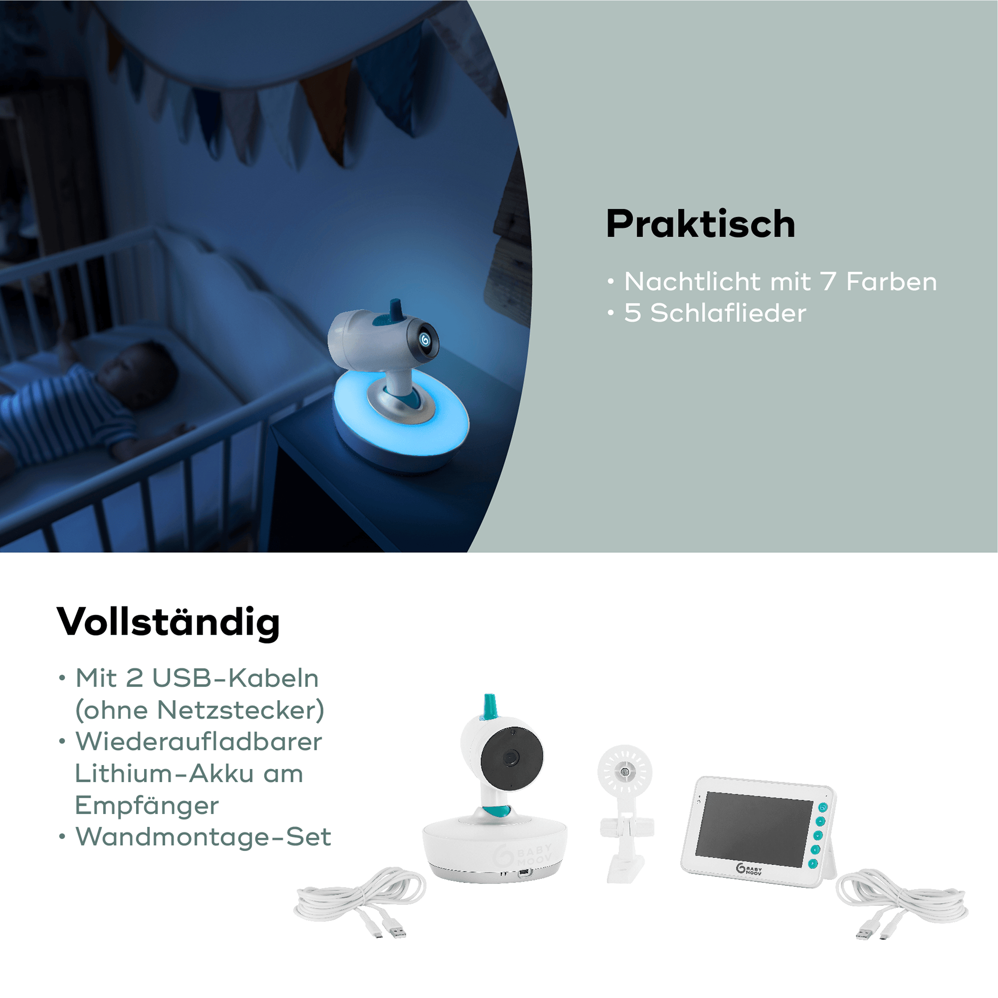 Video Babyphone, babymoov, Weiß – Produktansicht